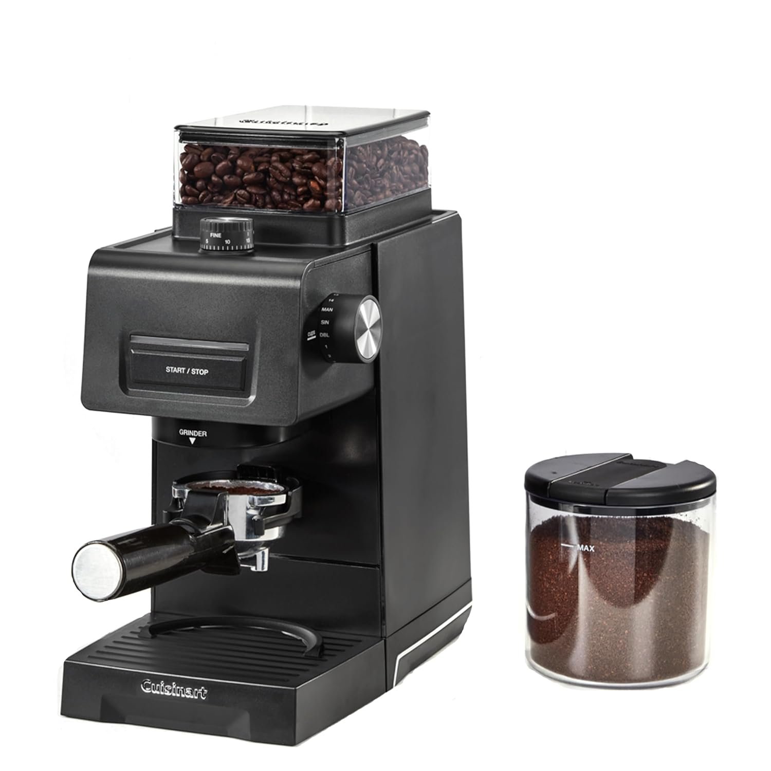 Cuisinart Espresso & Coffee Conical Burr Grinder | 35 Grind Settings | Anti-Static Technology | 225g Bean Hopper with Silicone-Sealed Lid | Portafilter Compatible | Cup Selector 1–14 Cups