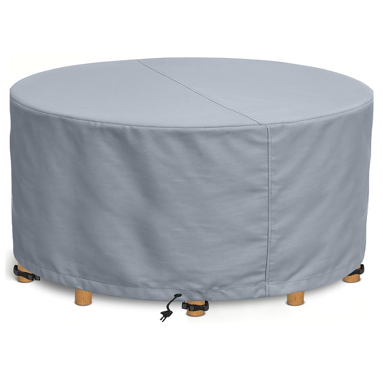 Kingsbridge Round Garden Furniture Table Cover 600D Heavy Duty Fabric, Double Stitching, Waterproof, Anti UV, Breathable, Rip Proof, 190 x 80cm Grey Outdoor Patio Furniture Protector