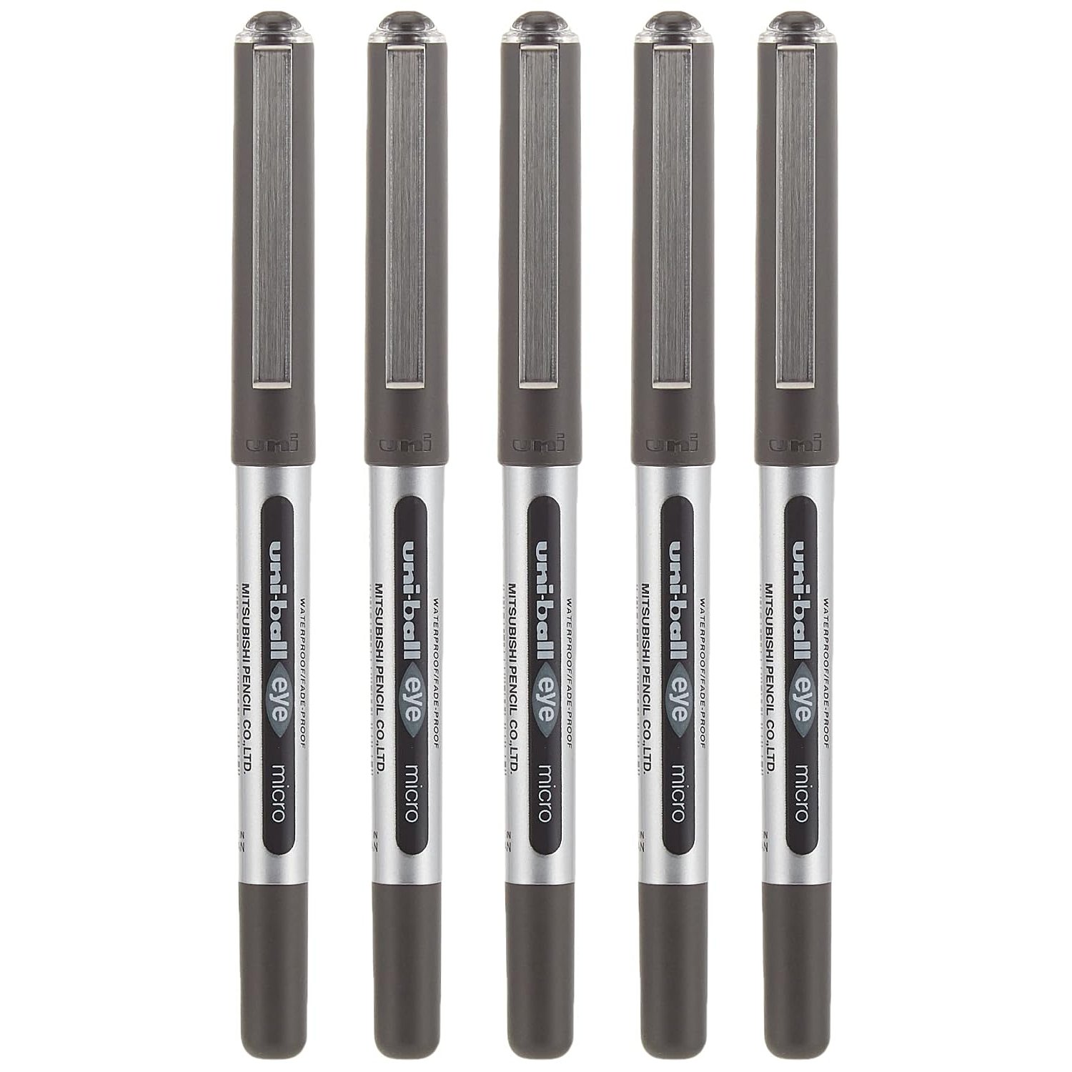 uni-ball Eye Micro UB-150 Rollerball Pens - Black, Pack of 5