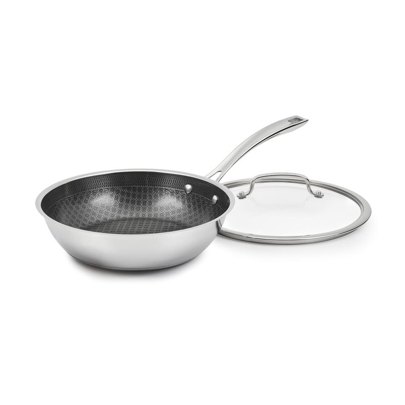 Cuisinart FusionPlus Stainless Steel Cookware Non-Stick Coating, 25cm Deep Frying Pan with Lid, PFAS-Free PURELYSEAR Ceramic Technology, Scratch Resistant, Cool Handles