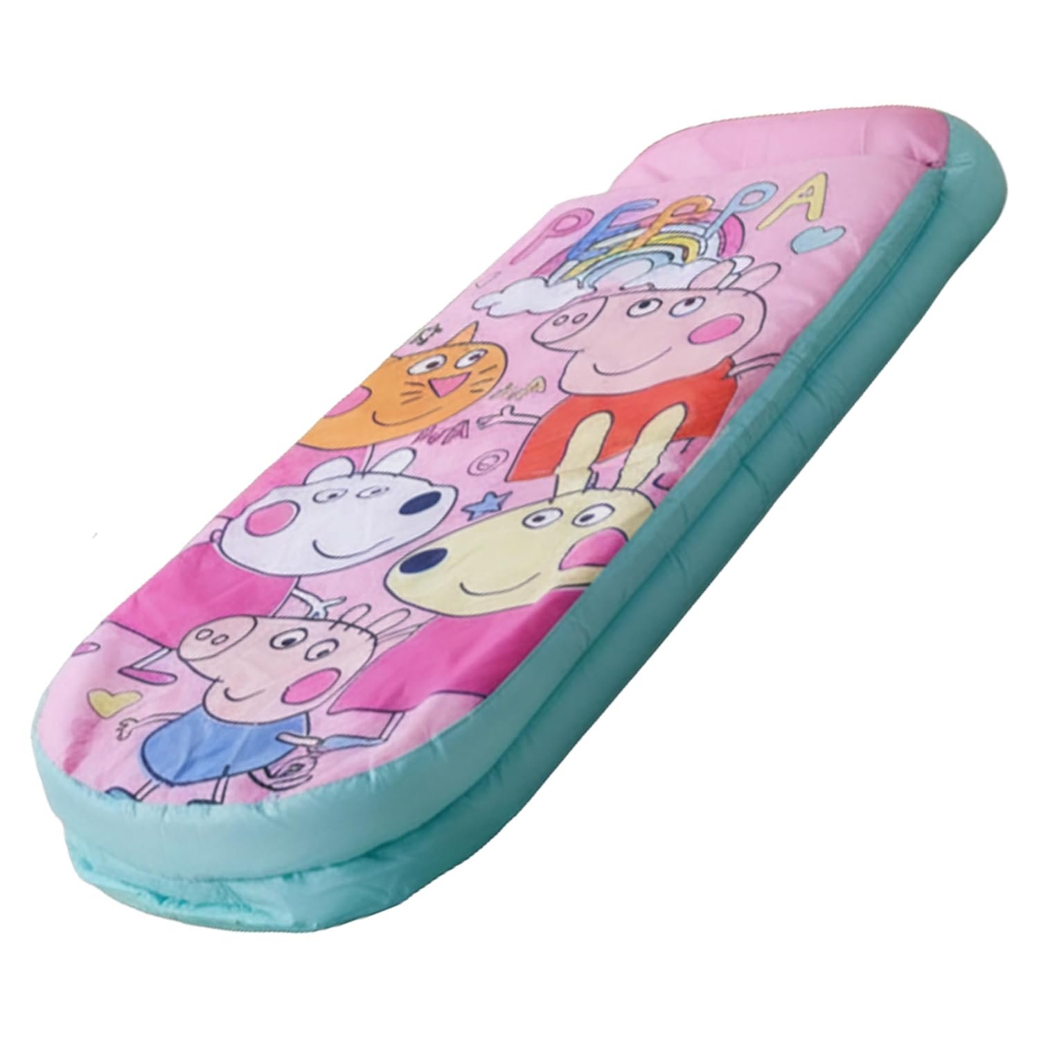Character World Peppa Pig and Friends ReadyBed Kids Inflatable Air Bed and Sleeping Bag with Pump | Travel Mattress for Sleepovers and Camping or Home Use, Pink