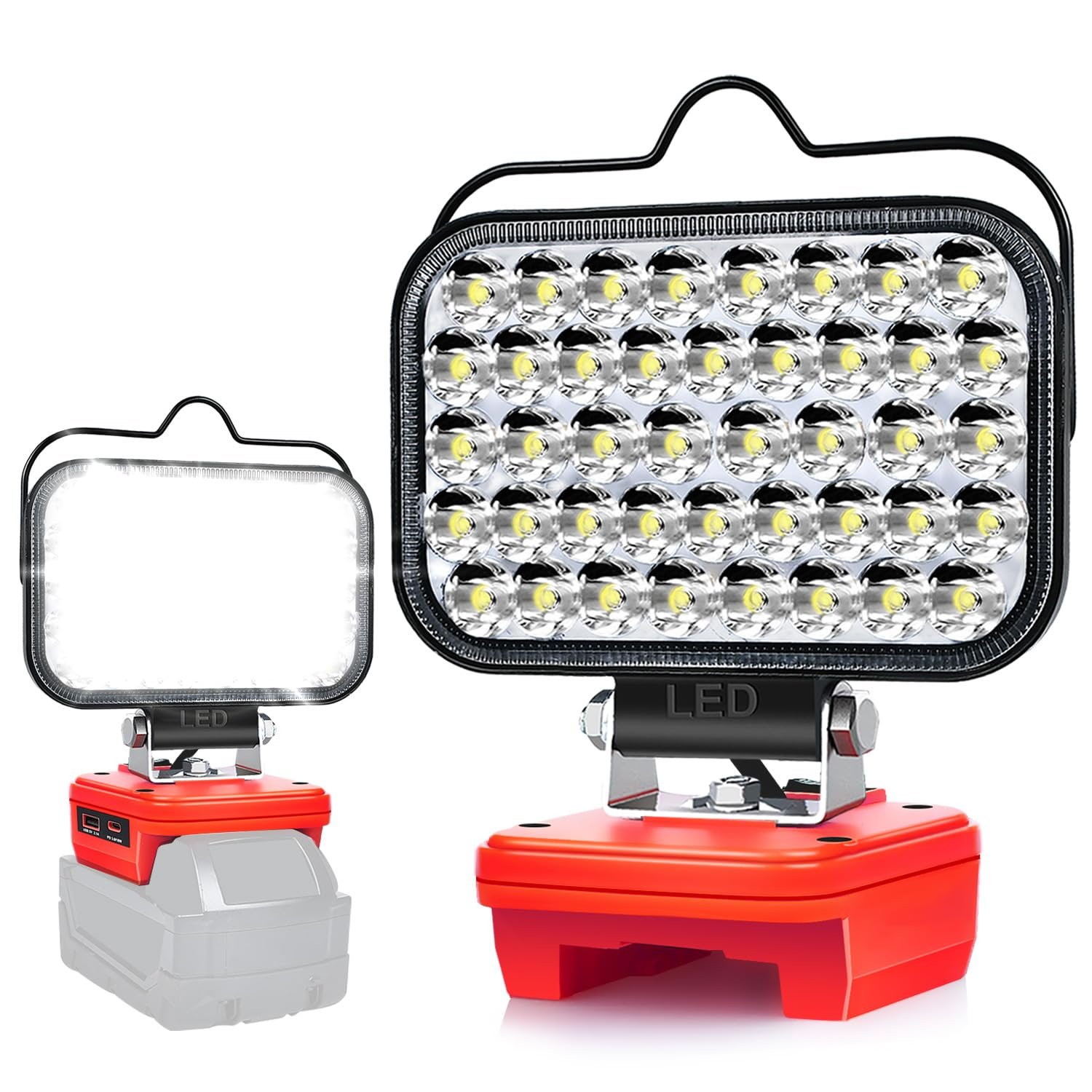 Cordless LED Work Light for Milwaukee 18V M18 Battery, Portable Flashlight Job Site Tool for M18, Lamp Flood Light Spotlight for Repairing/Outdoor Camping/Fishing/Emergency (No Battery)