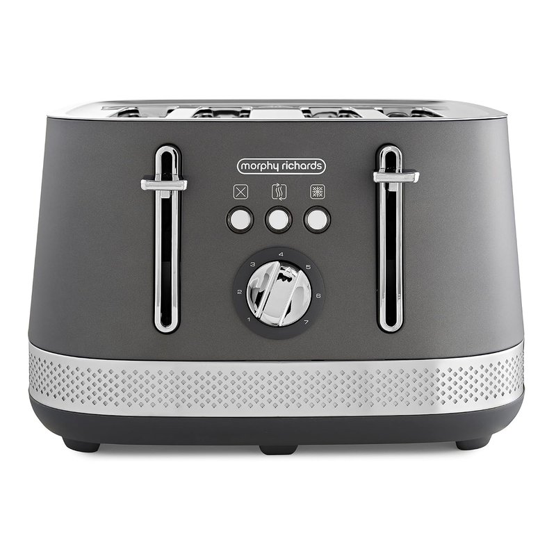 Morphy Richards Illumination 4 Slice Toaster, 7 Toast Settings, Browning Controls, Variable Width Slots, Auto Pop-up, Removeable Crumb Tray, Cord Storage, 1500W, Titanium, 248022