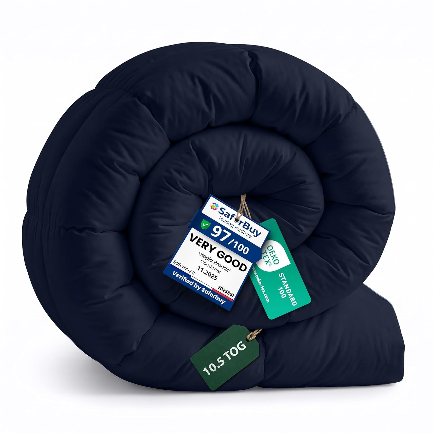 Utopia Bedding Duvet King, 10.5 Tog coverless Duvet with Corner Tabs, Box Stitched Quilt (King, Navy) (Pack of 3)