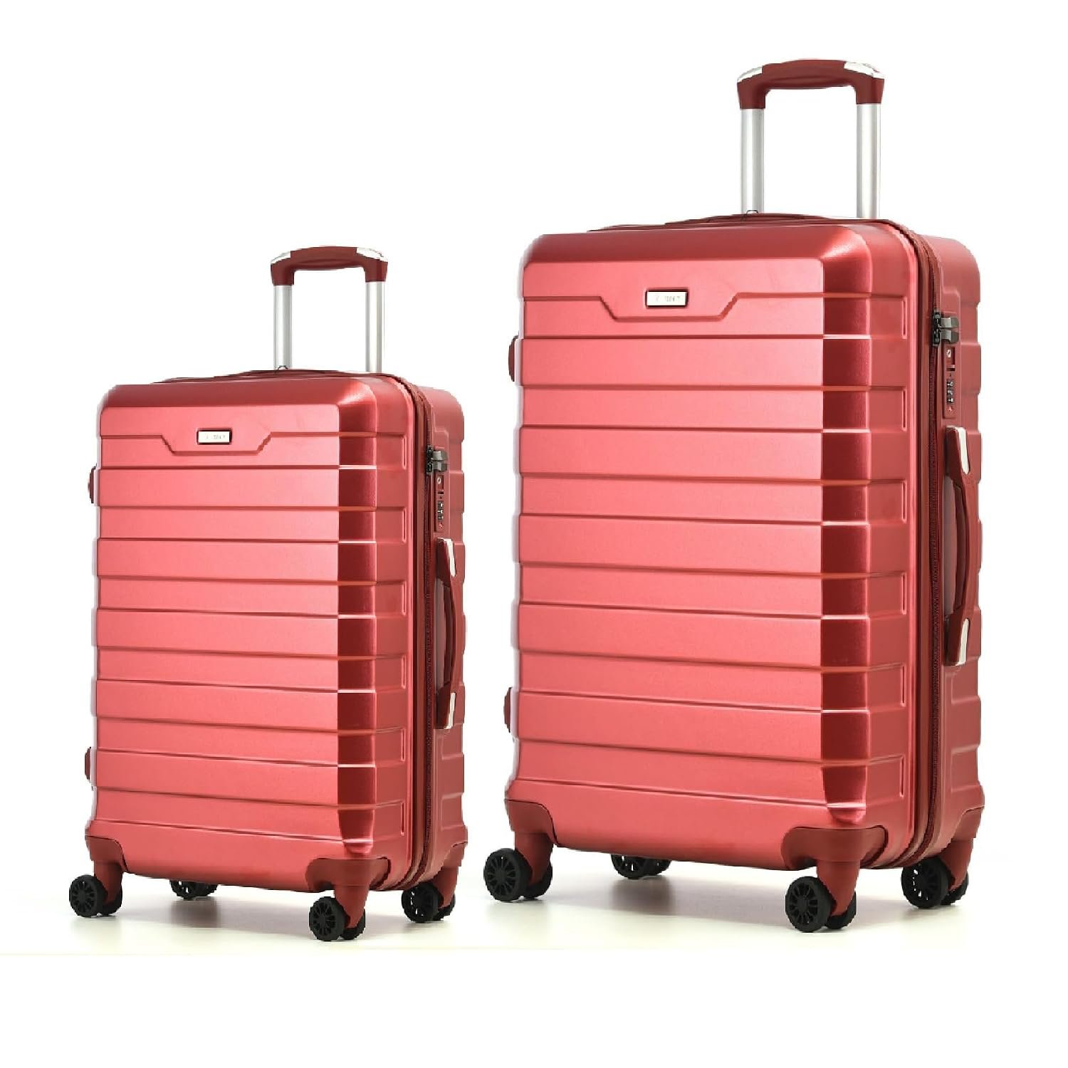 RMW Suitcase Large Medium Cabin Size Hard Shell Lightweight 4 Dual Spinner Wheels Trolley Luggage Suitcase Hold Check in Luggage TSA Combination Lock (Red Wine, Medium 24" + Large 28")