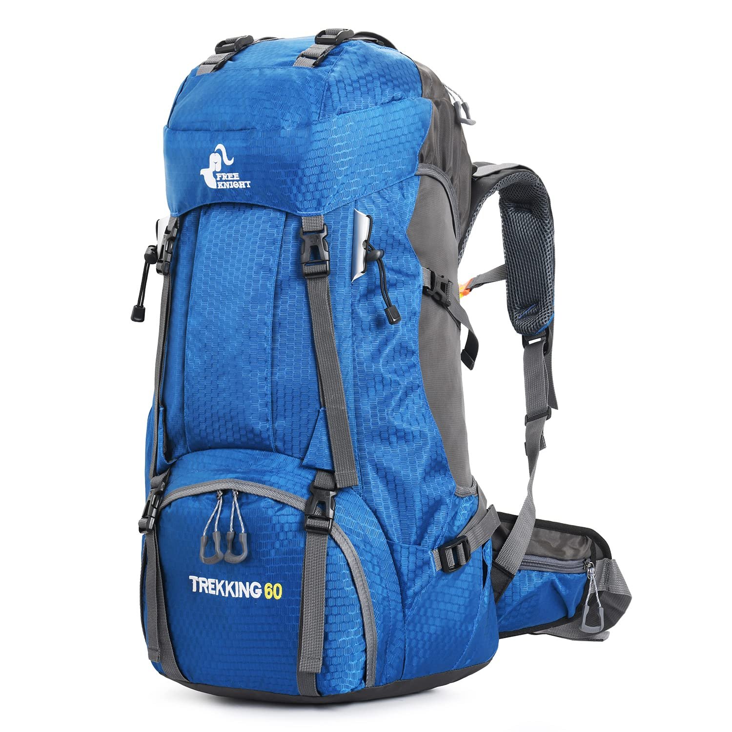 Bseash 60L Waterproof Hiking Camping Backpack with Rain Cover, Lightweight Outdoor Sport Travel Daypack Rucksack for Climbing Skiing