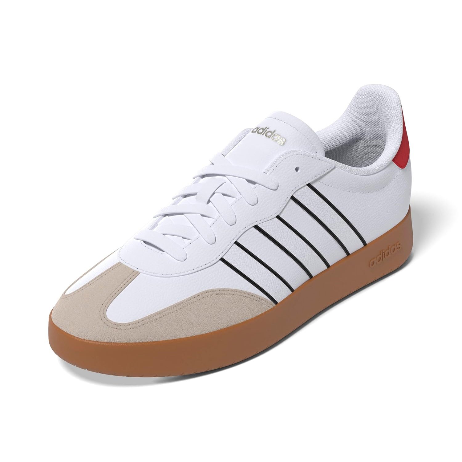 adidas Men's Barreda Fashion Sneakers, White/White/Pure Ruby, 4