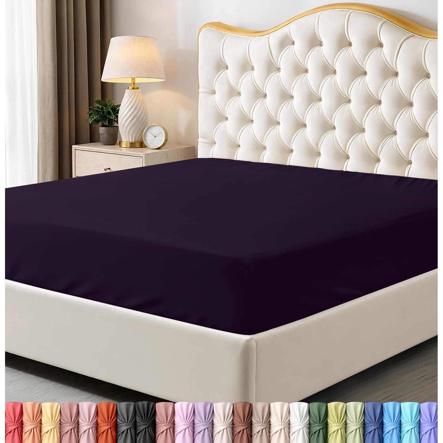 Utopia Bedding Twin Fitted Sheet - Bottom Sheet - Deep Pocket - Soft Microfiber -Shrinkage and Fade Resistant-Easy Care -1 Fitted Sheet Only (Purple)