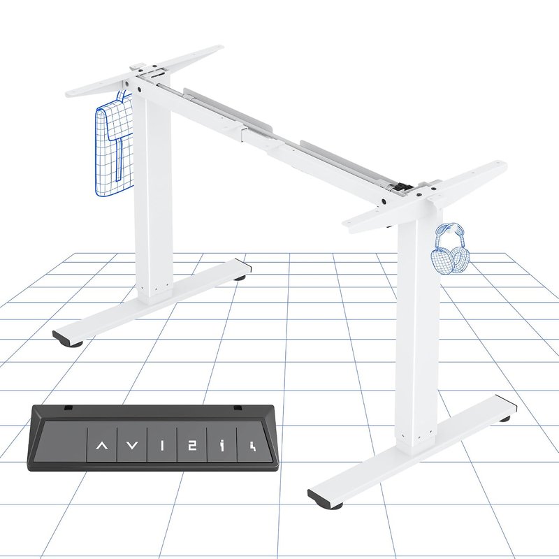 FLEXISPOT Height Adjustable Electric Standing Desk Frame Ergonomic Sit-stand Workstation with Memory Smart Panel EN1(2 Stage | White)