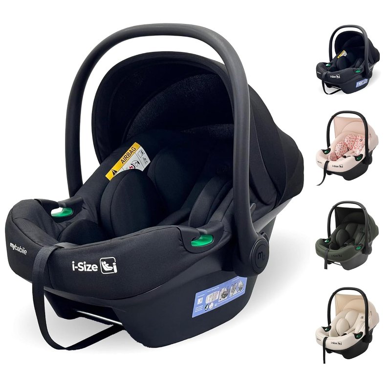My Babiie MBCS02 SE i-Size Baby Car Seat - 40-87cm (Birth to 15 Months Approx.), R129, Group 0+, Lightweight Infant Carrier, Large Canopy, Newborn Insert, Adjustable Headrest - Black SE