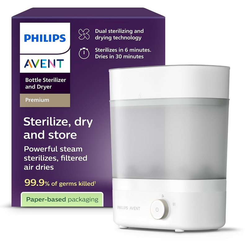 Philips Avent Premium Baby Bottle Steriliser and Dryer, Removes 99.9% of Bacteria, Chemical Free, Capacity 6 Bottles/Teats/Accessories, Model SCF293/01