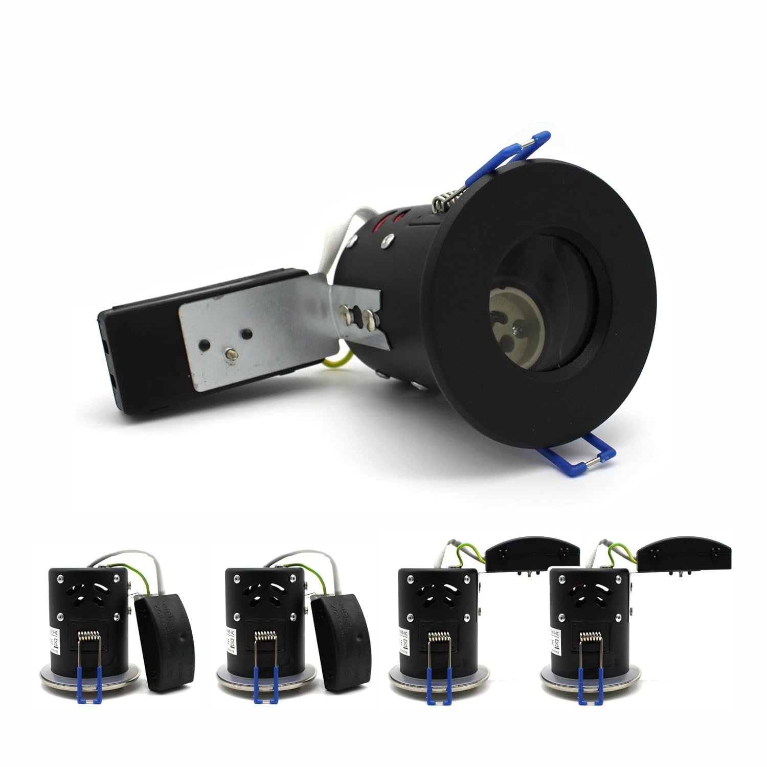 sanlumia 4 X LED Fire Rated Downlight Can GU10 Recessed Ceiling Twist & Lock Interchangeable Downlight IP65 Black