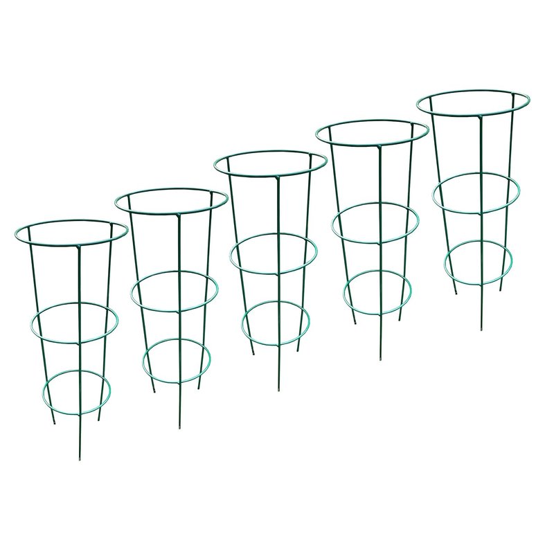 Selections Conical Garden Plant Support Rings 48cm High with 3 Support Rings - Pack of 5