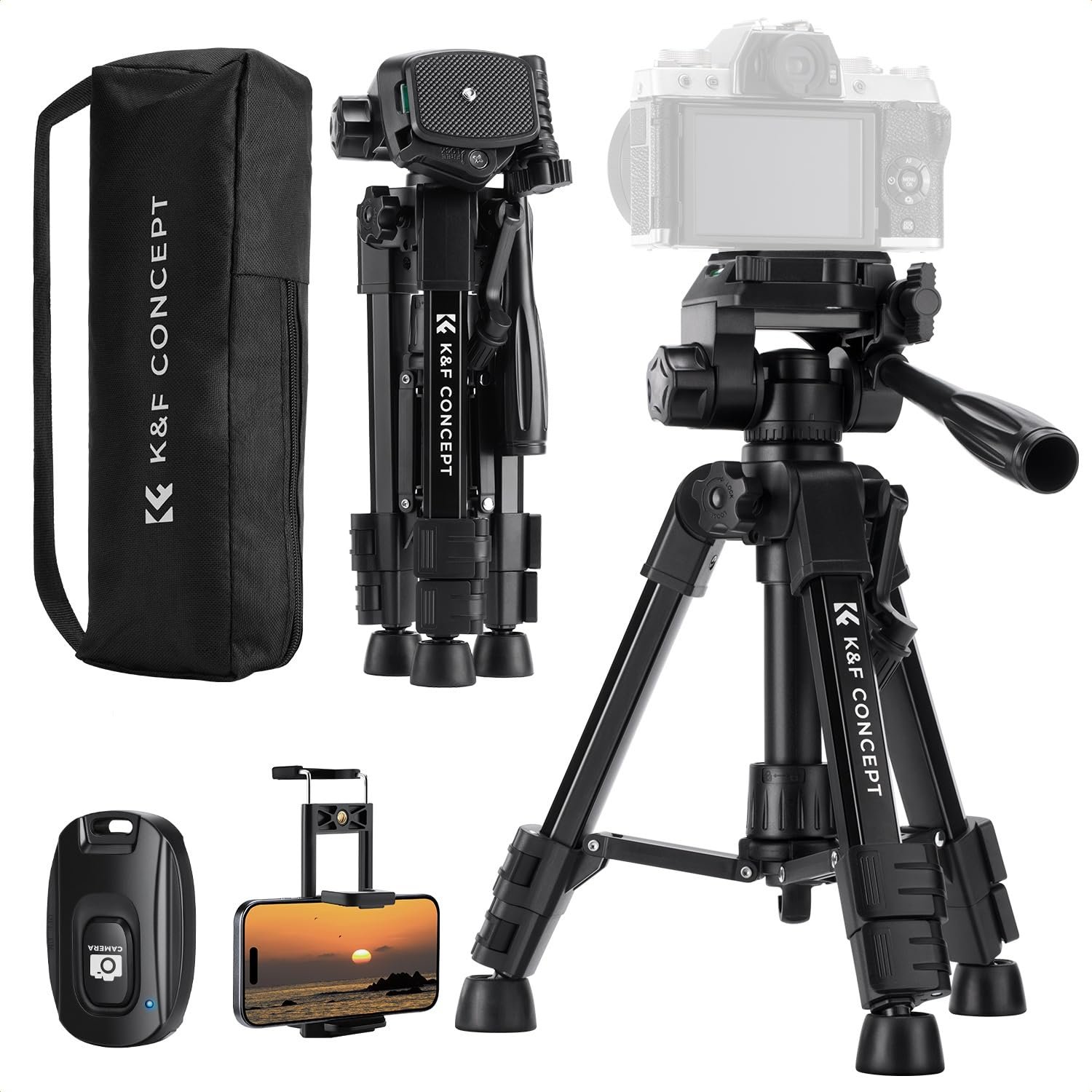 K&F CONCEPT Mini Desktop Tripod for Camera, 24.8'' Tabletop Cellphone Video Tripods with Remote Control, Compact Travel Tripod for DSLR Cameras Camcorder Phone Spotting Scope S233A0