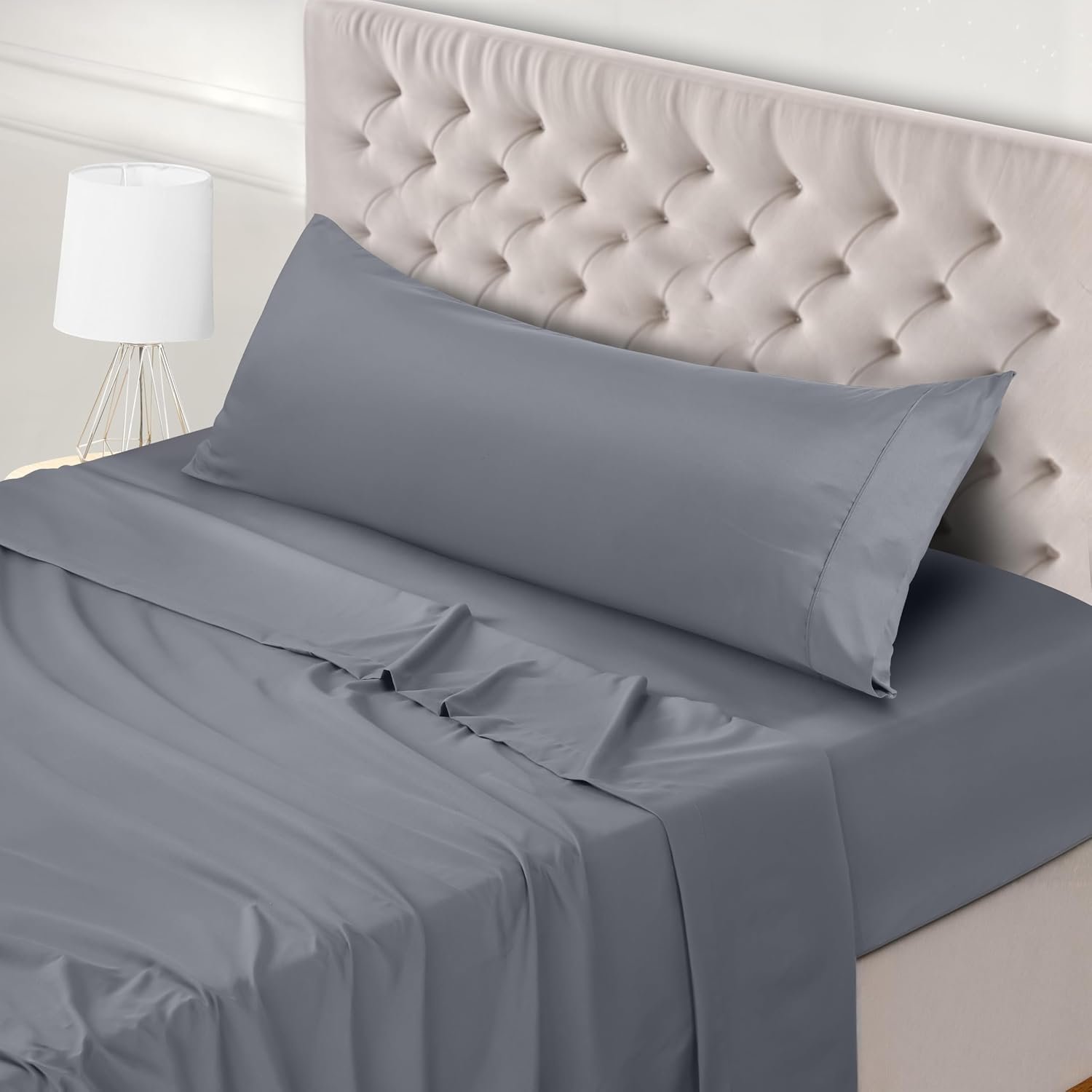 Utopia Bedding - 3-Piece Double Bed Sheet Set 150 x 200 cm - Brushed Microfibre Polyester - Oeko-Tex Certified - Fitted Sheet, Flat Sheet and 1 Pillowcase 45 x 170 cm, Grey