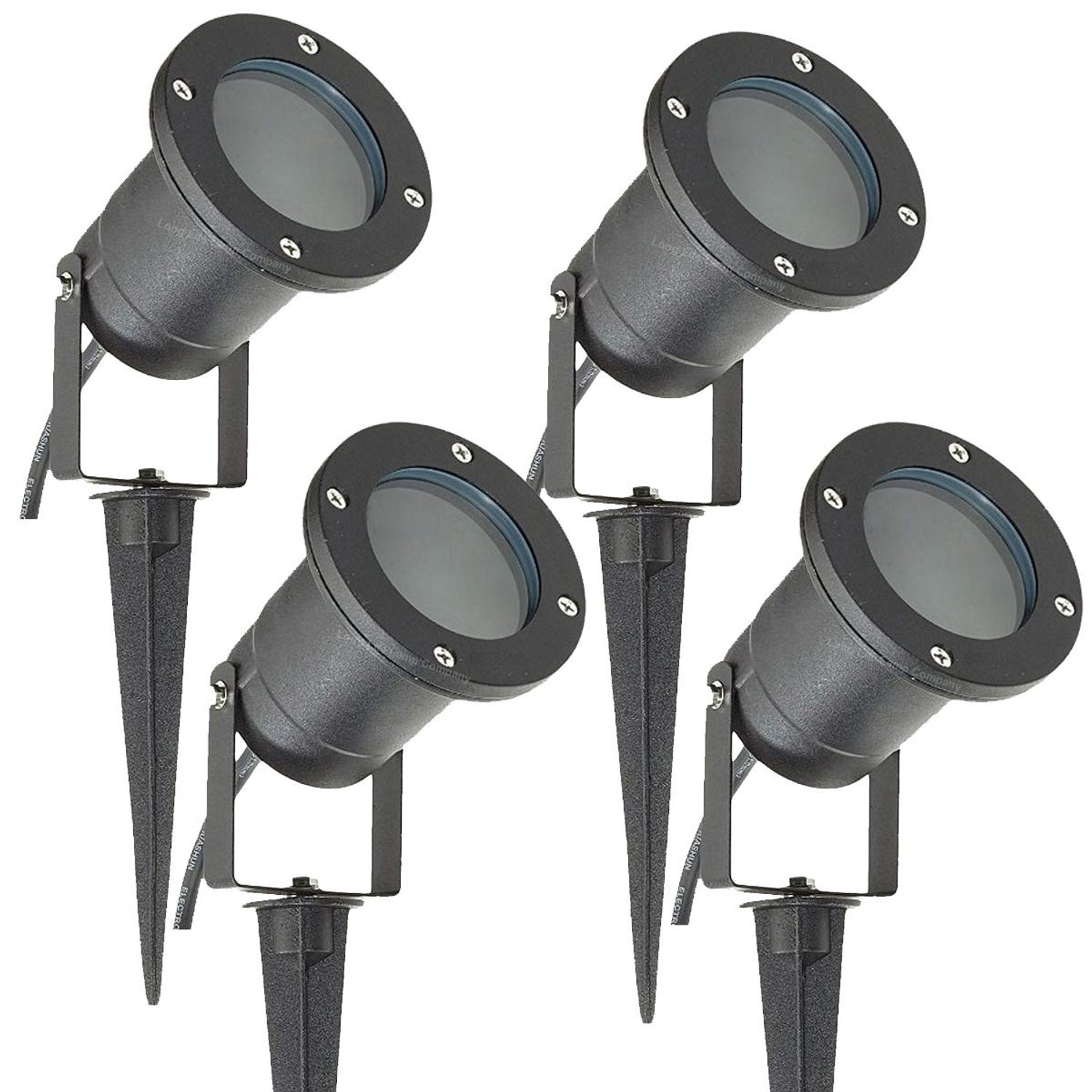 4 Pack GU10 Outdoor Garden Spike Ground Mount or Watt Light IP65 Matt Black SPBLK04