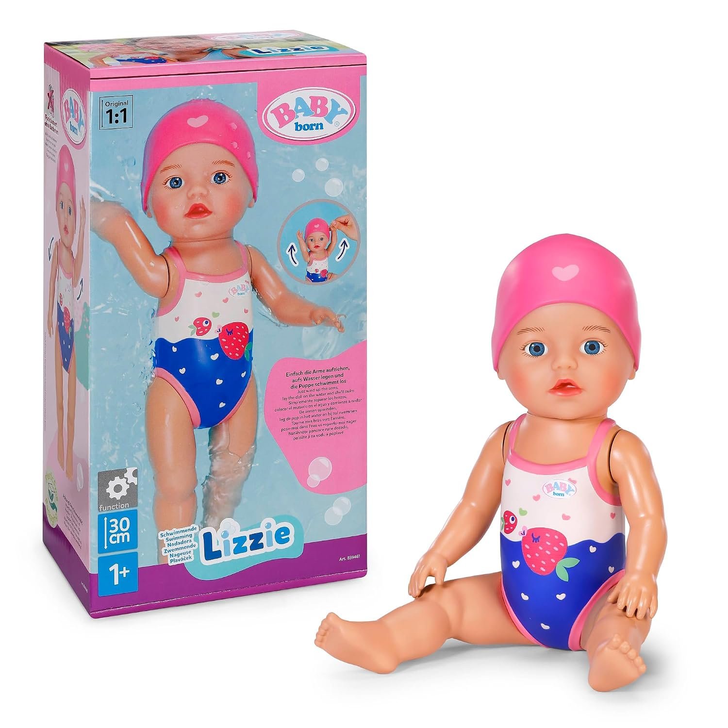 BABY born Swimming Lizzie 30cm, bath doll, works without batteries, suitable for children from 1 year