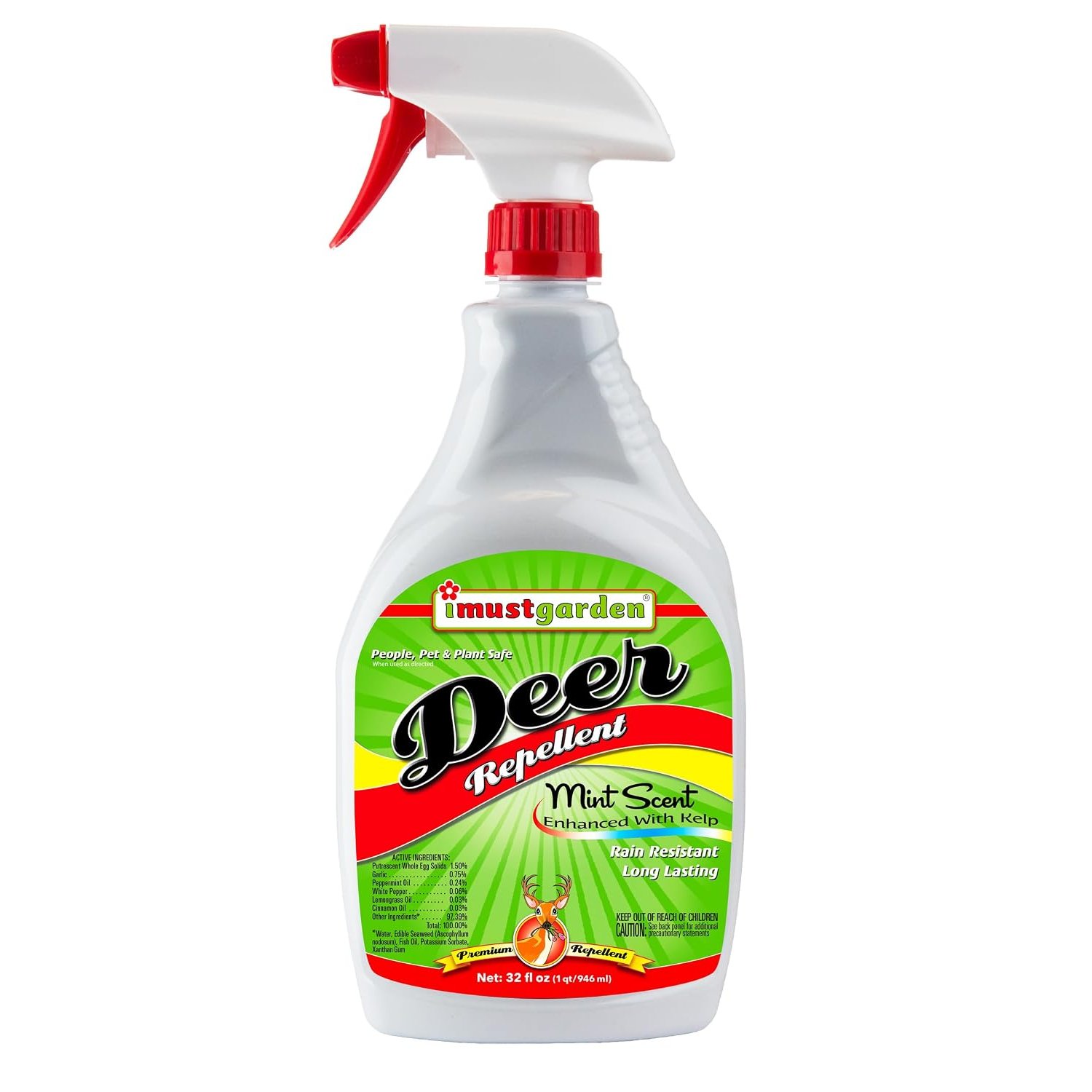 I Must Garden Deer Repellent: Mint Scent Deer Spray for Gardens & Plants – Natural Ingredients – 32oz Ready to Use