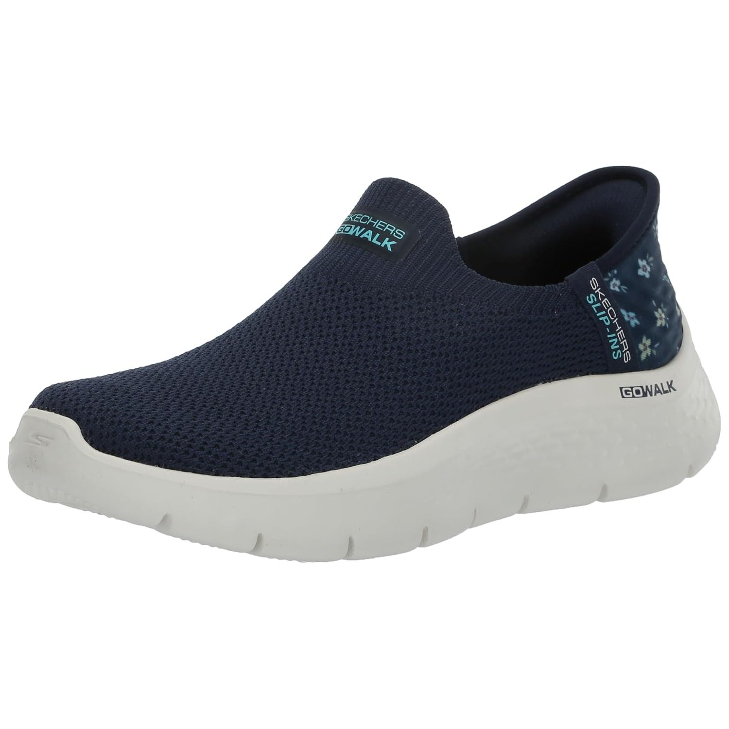 Skechers Girls' Go Walk Flex Hands Free Slip-ins Grand Entry Trainers, Navy Blue Turquoise, 2.5 UK