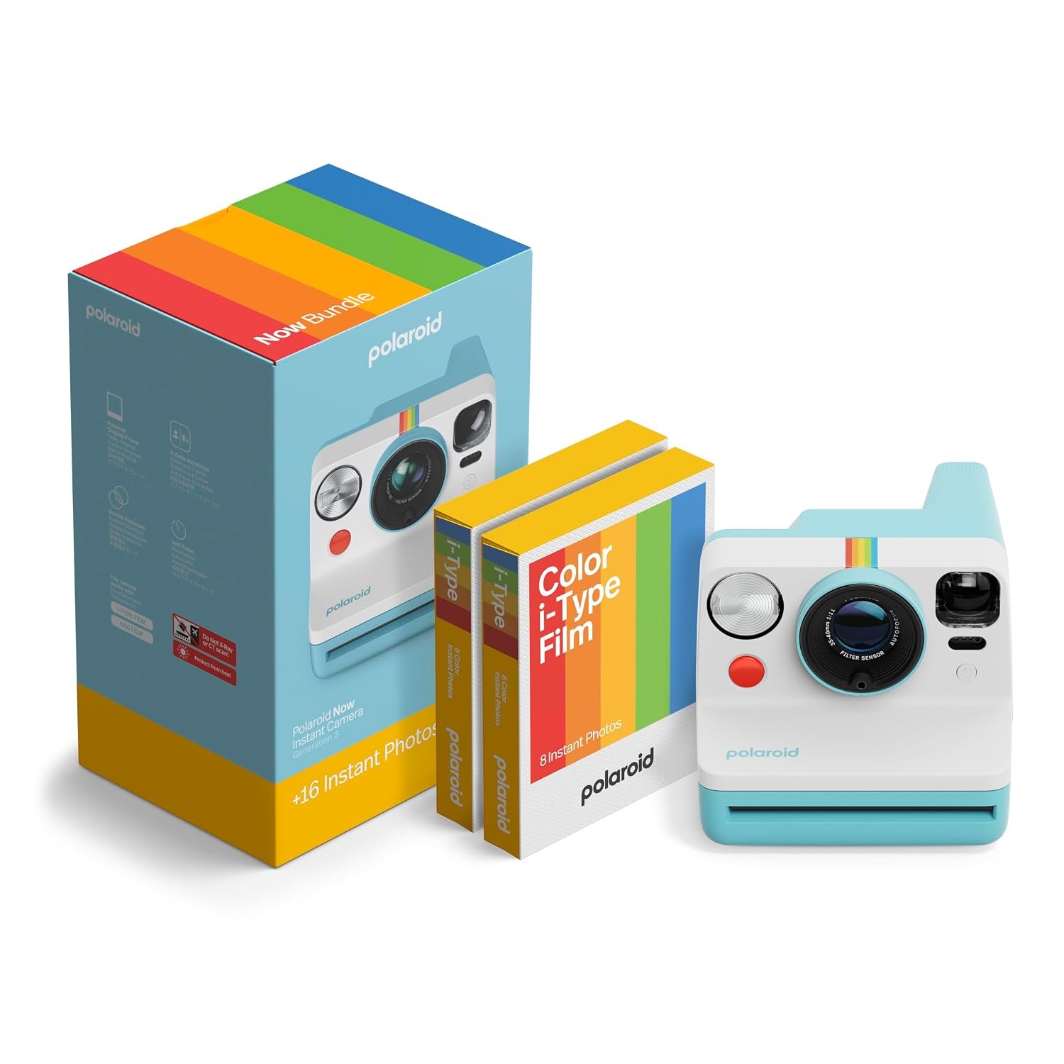 Polaroid NOW Gen3 - Artic Blue + Color Film Bundle (16 photos)