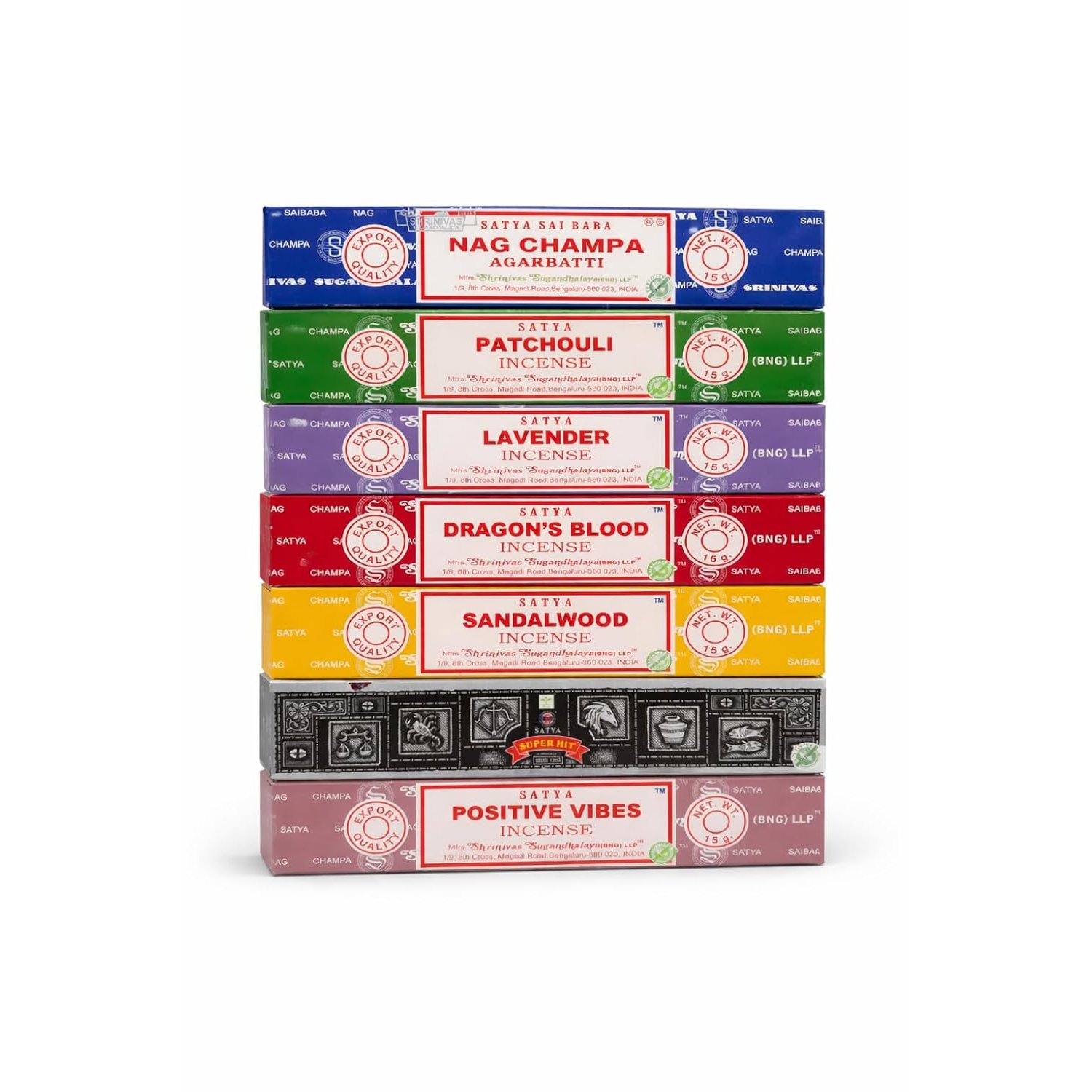 Satya Incense Gift Collection – Handcrafted Assorted Incense Sticks for Meditation, Relaxation & Yoga – 15 g Each (Pack of 7, Floral)