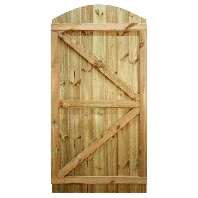Arch Top Wooden Garden Gate 6x3ft - Tongue & Groove Fully Framed Treated Timber Door, H:6ft x W:3ft Ideal for Outdoor Pathway Home Access (High: 180cm x Wide: 90cm)