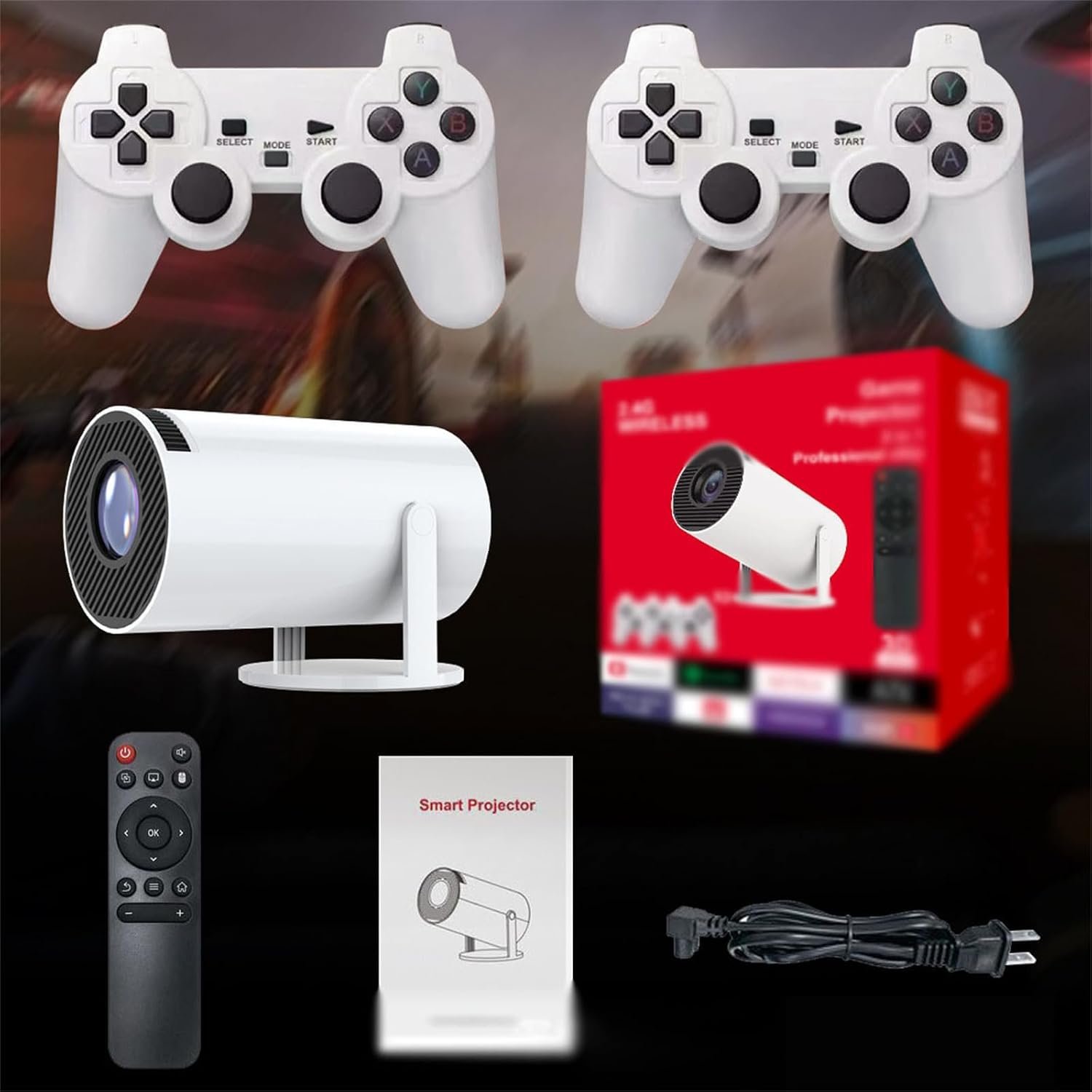 Newtopend Cinemaster Pro - 4K Smart Movie Projector, M300 Max Game Projector, LED, USB, White