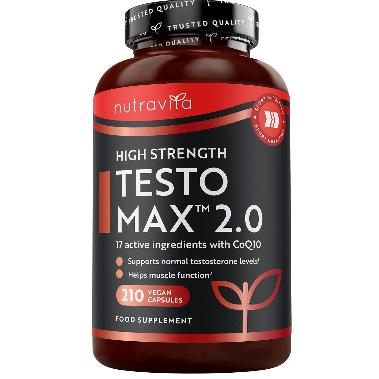 Nutravita Testosterone Supplements for Men - 210 Vegan Capsules - 1450mg per Serving - TESTOMAX™ 2.0 Test Booster - Testo Support for Men - Ashwagandha KSM 66®, CoQ10, Maca Root