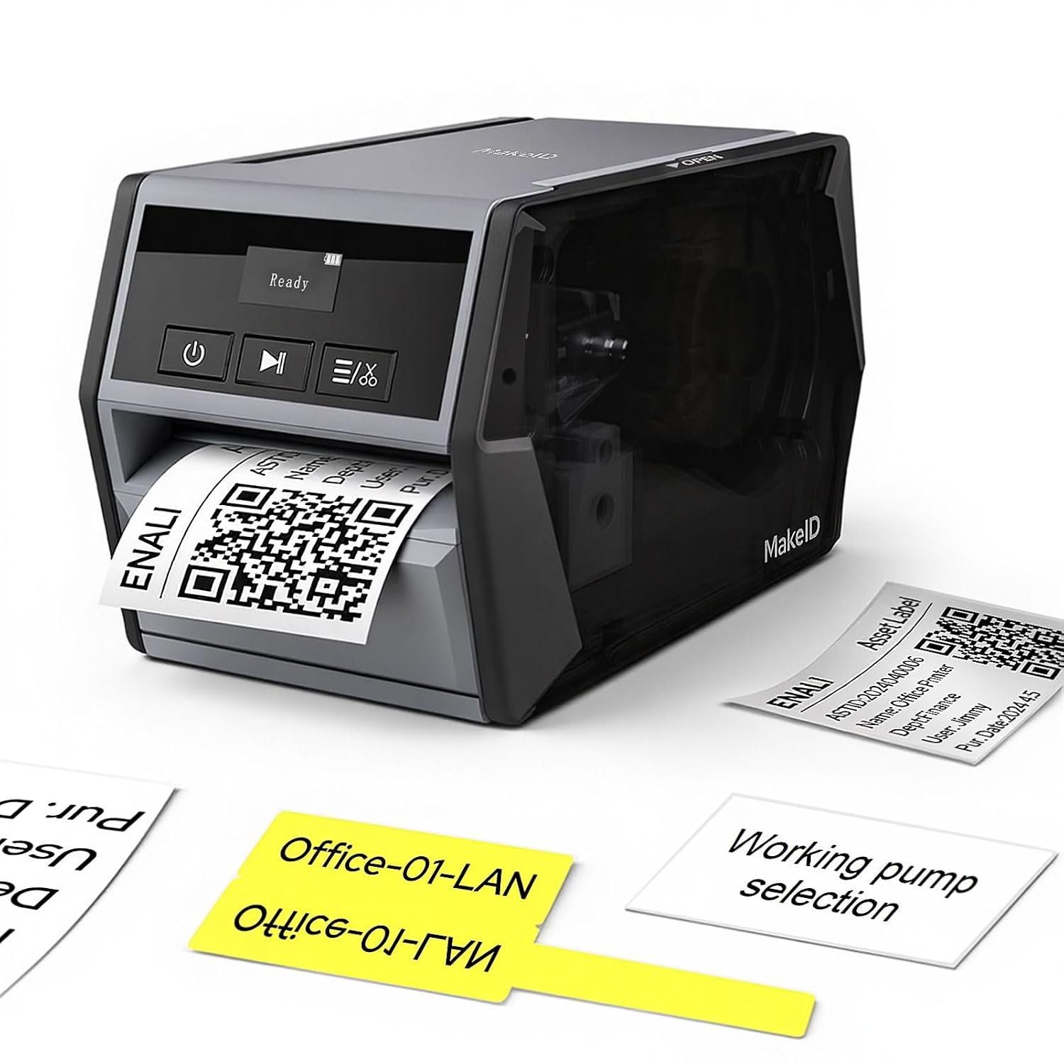 Makeid D50 Label Printer 2 Inch Thermal Transfer with 1 Roll of Waterproof Labels, USB, 300 DPI for Harsh Environments, Manufacturing, Laboratory, Pipeline Safety, Chemical Industry, Office, Retail