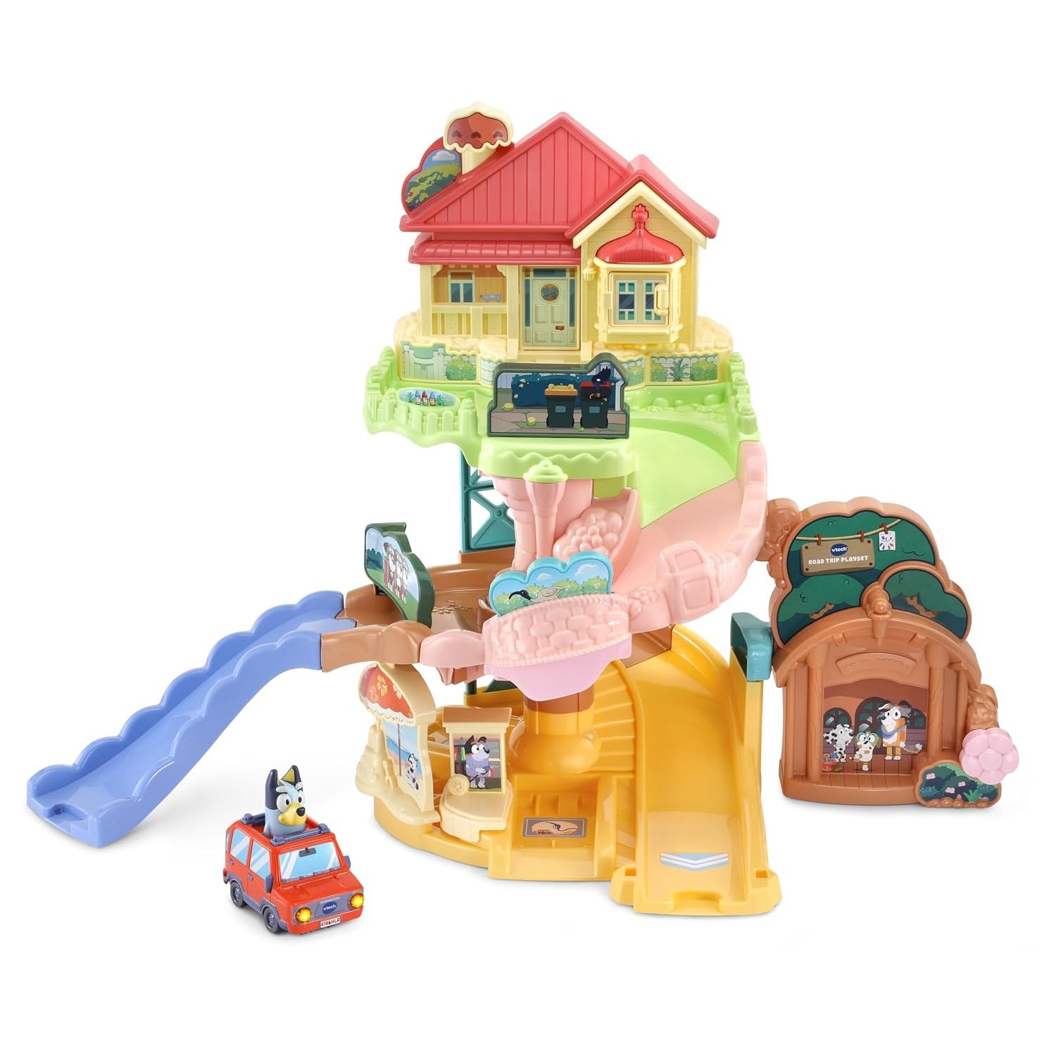 VTech Toot-Toot Drivers Road Trip Play Set, Bluey Playset includes Toy Car, Vehicle Tracks for Kids with Lights and Sounds, For Toddlers, 12 Months, 2, 3, 4+ Years, English Version
