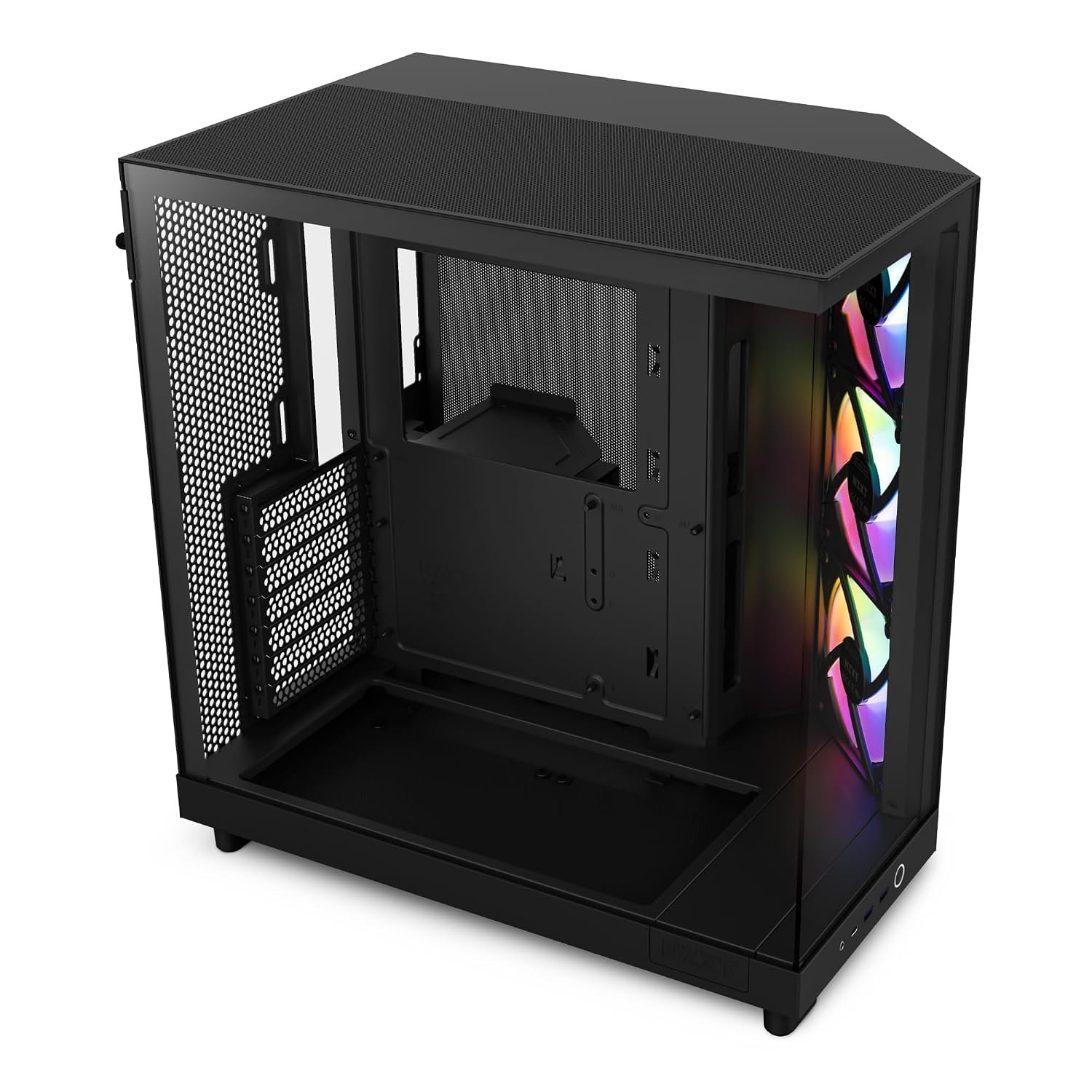 NZXT H6 Flow RGB | CC-H61FB-R1 | Compact Dual-Chamber Mid-Tower Airflow Case | Includes 3 x 120mm RGB Fans | Panoramic Glass Panels | High-Performance Airflow Panels | Cable Management | Black