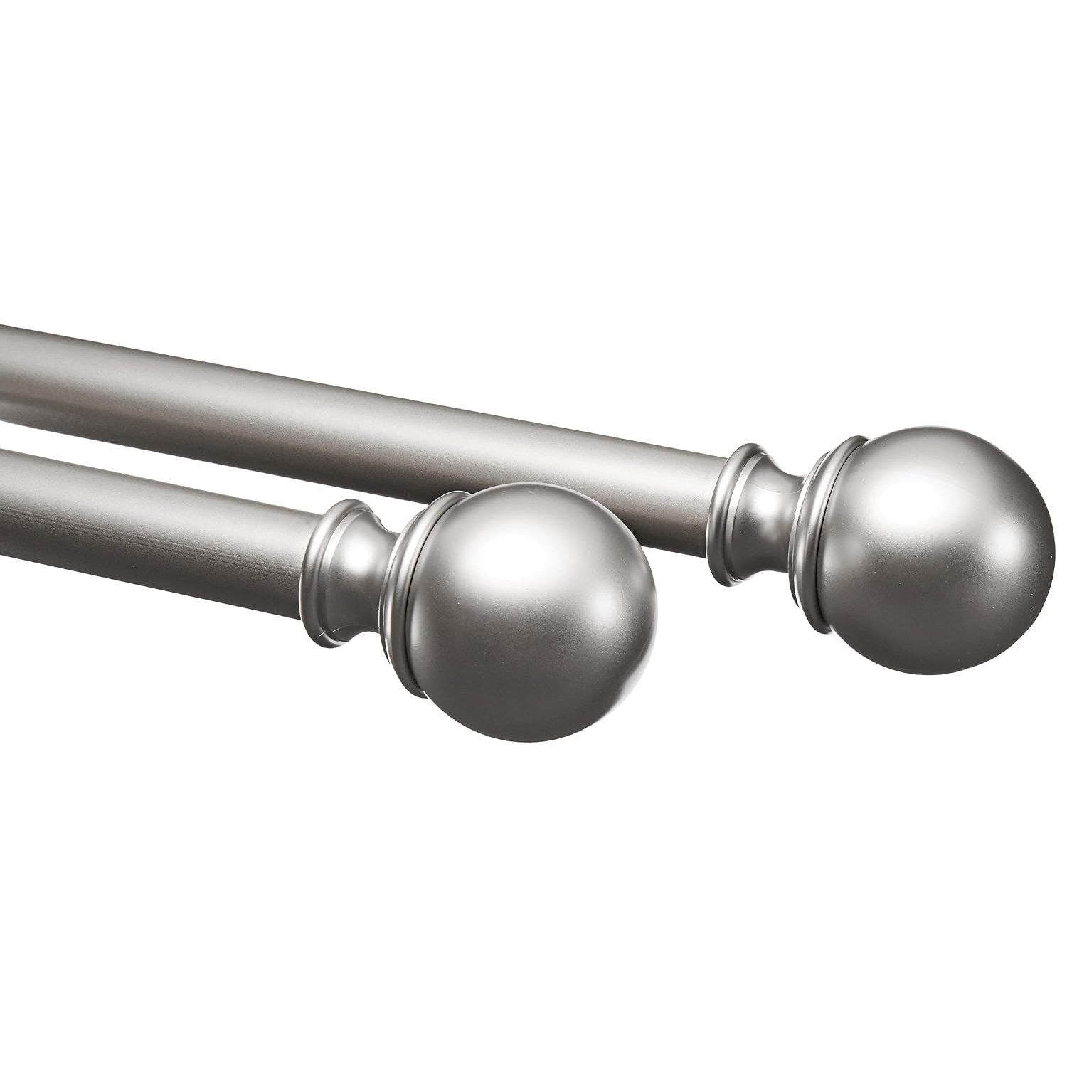 Amazon Basics Extendable Window Curtain Pole with Ball Finials, 19 mm Diameter, 183 to 366 cm, Nickel