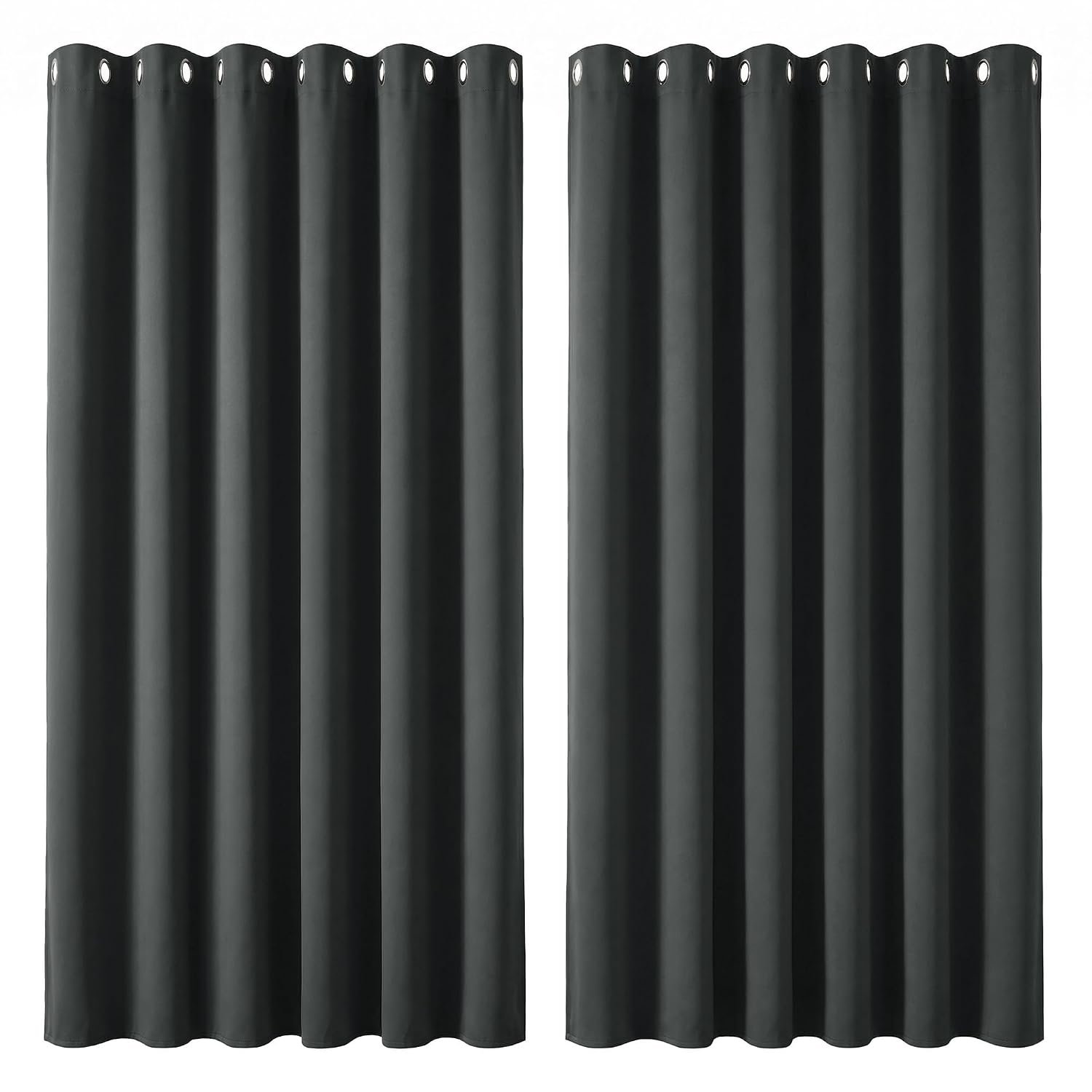 Deconovo Super Soft Thermal Insulated Eyelet Blackout Curtains Bedroom 90 x 108 Inch Dark Grey 2 Panels