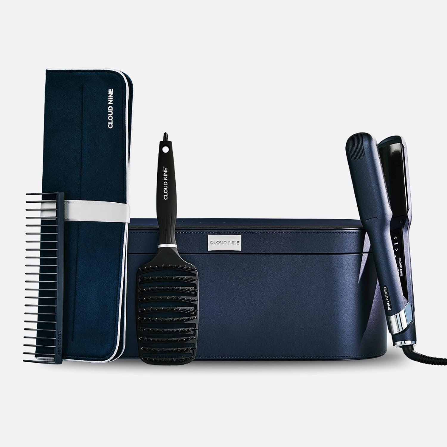 CLOUD NINE Contouring Wide Iron Blue | Wide Plate Hair Straighteners for Women | 2-in-1 Hair Straightener and Curler | Professional Ceramic Hair Straightener | Revive Mode