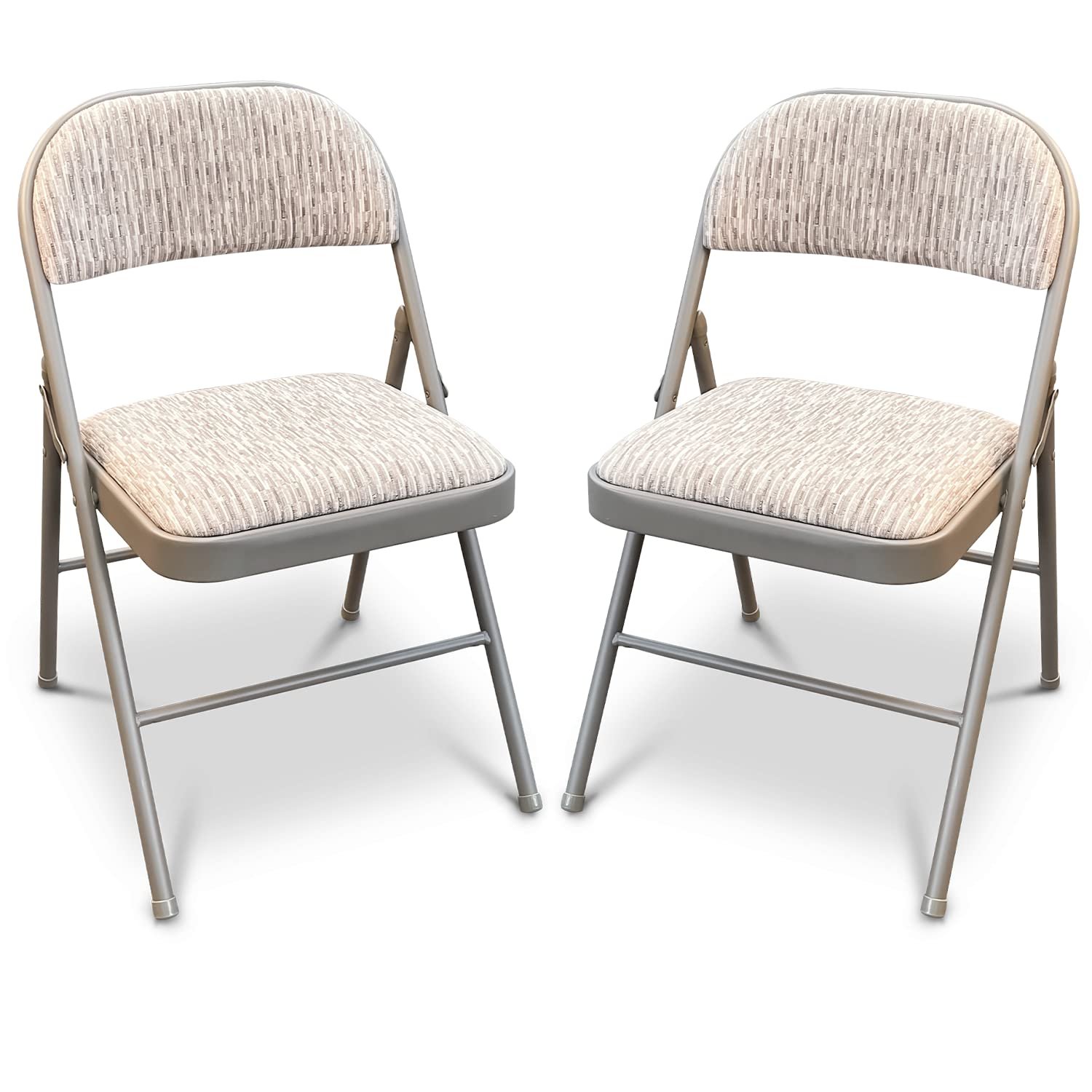 Denny International Deluxe Fabric Padded with Heavy Duty Steel Metal Frame Folding Back Rest Chair for Home Garden Office Computer Desk (2 x Folding Chairs)