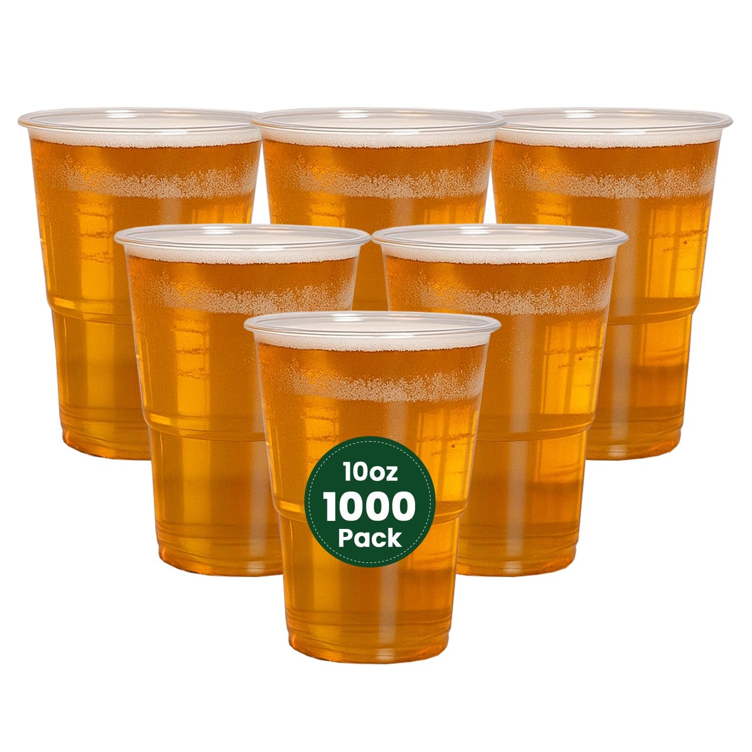 ECONX 1000 x Clear Strong Plastic Half Pint Cups - 10oz Disposable Beer Glasses Tumblers – 284ml BPA-Free Plastic Cocktail Glasses with CE Marking – Recyclable for Parties Beer Cups for Any Events