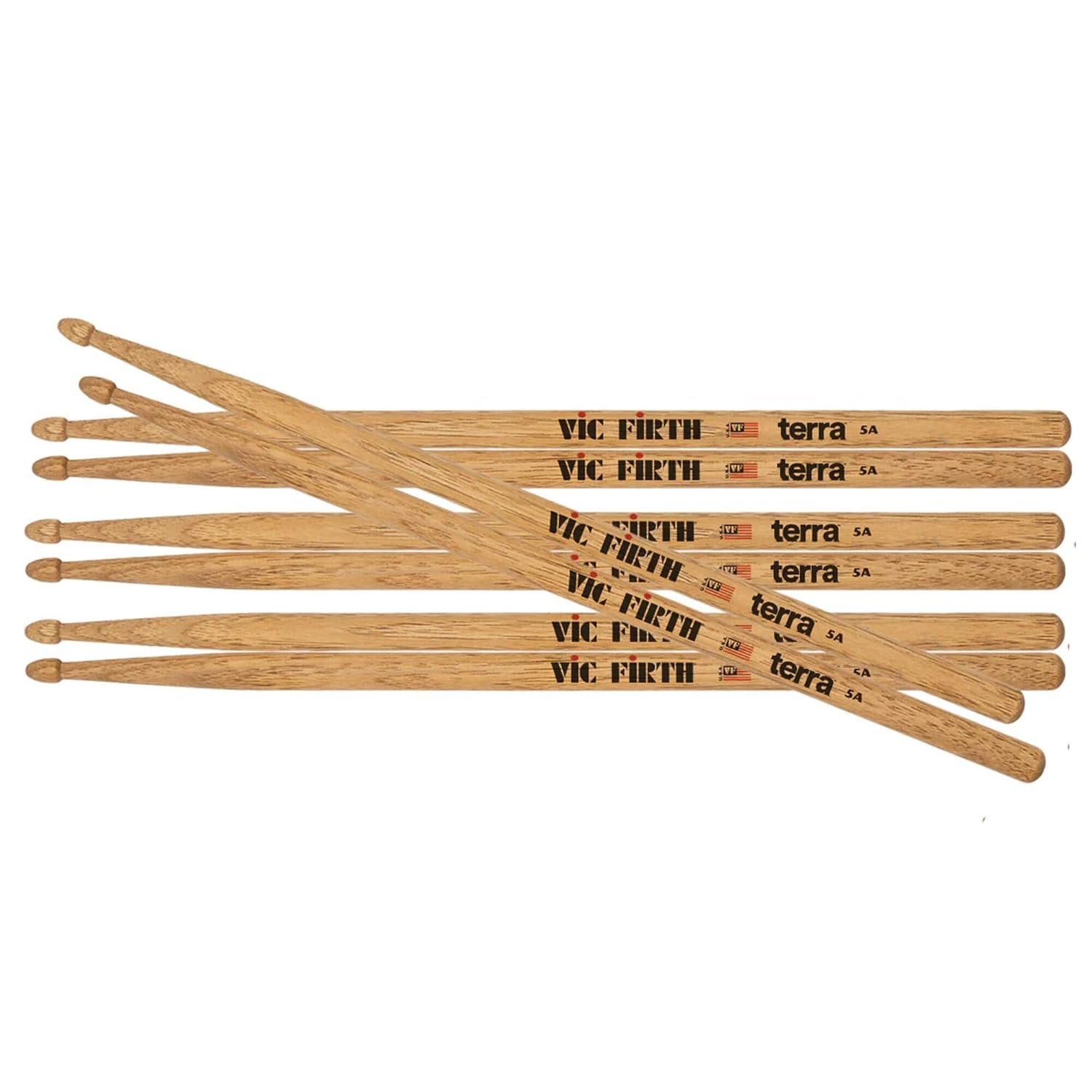Vic Firth - American Classic® Terra Series Drumsticks 5AT - American Hickory - Wood Tip - 4 Pair Pack