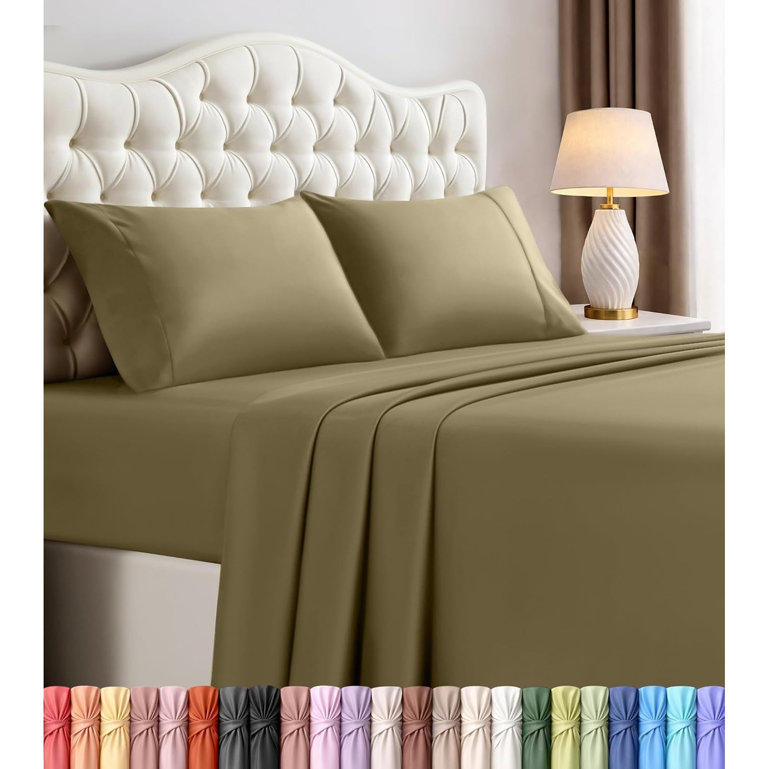 Utopia Bedding King Bed Sheets Set - 4 Piece Bedding - Brushed Microfiber - Shrinkage and Fade Resistant - Easy Care (King, Olive)