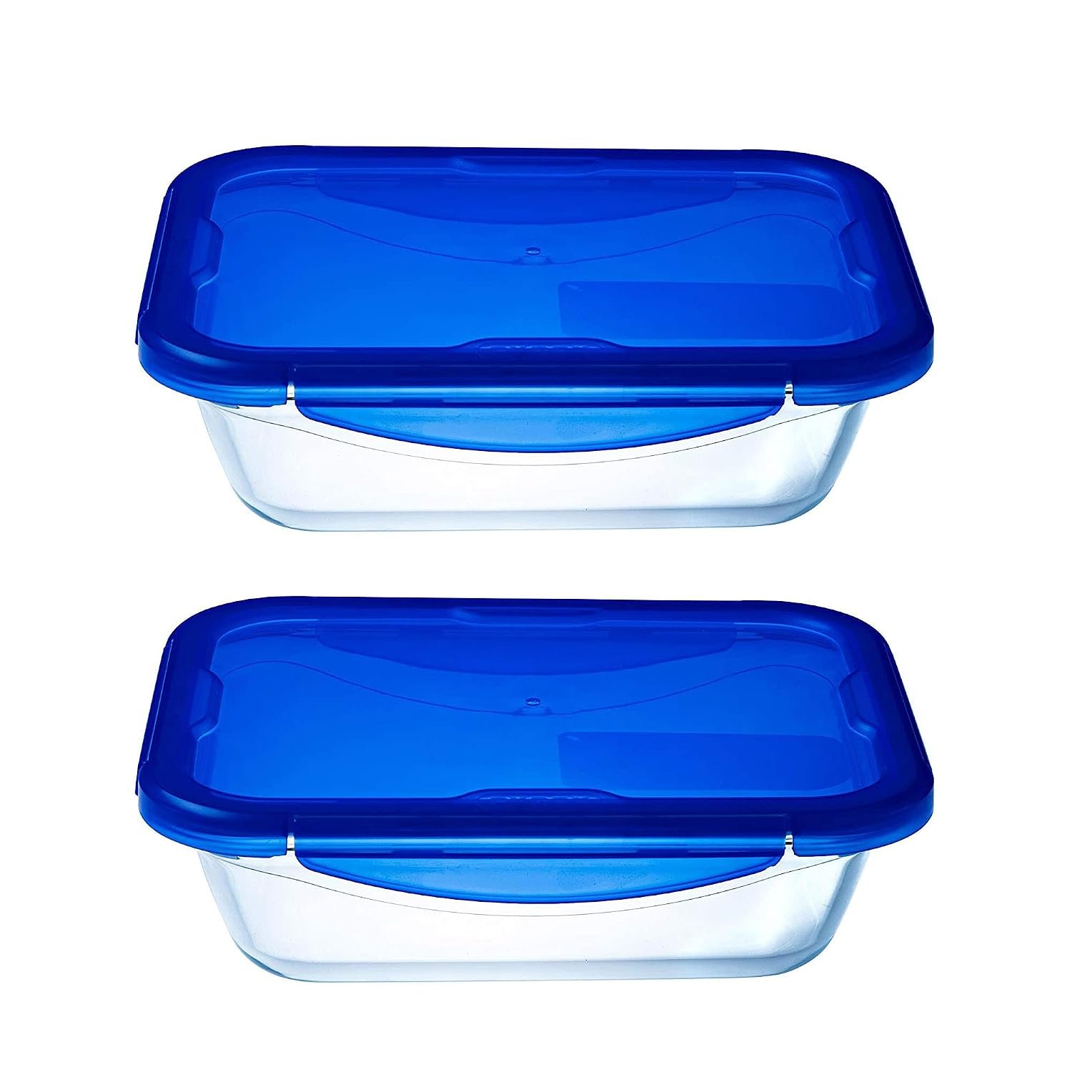 Pyrex Easy Wash Cook & Go Rectangular Container with Lid Small 0.8 Litre Blue (Pack of 2)