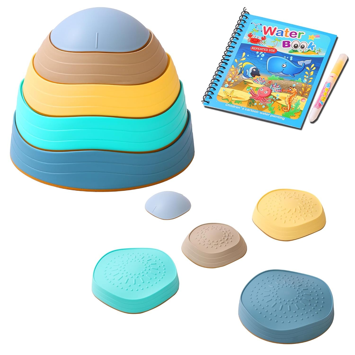 BLUMHOME Stepping Stones for Kids - Sensory Balance Stones 5 Stackable Pieces with Textured Surfaces, Toddler Balance Stepping for Obstacle Course Play, Non-Slip Design for Indoor & Outdoor Activities