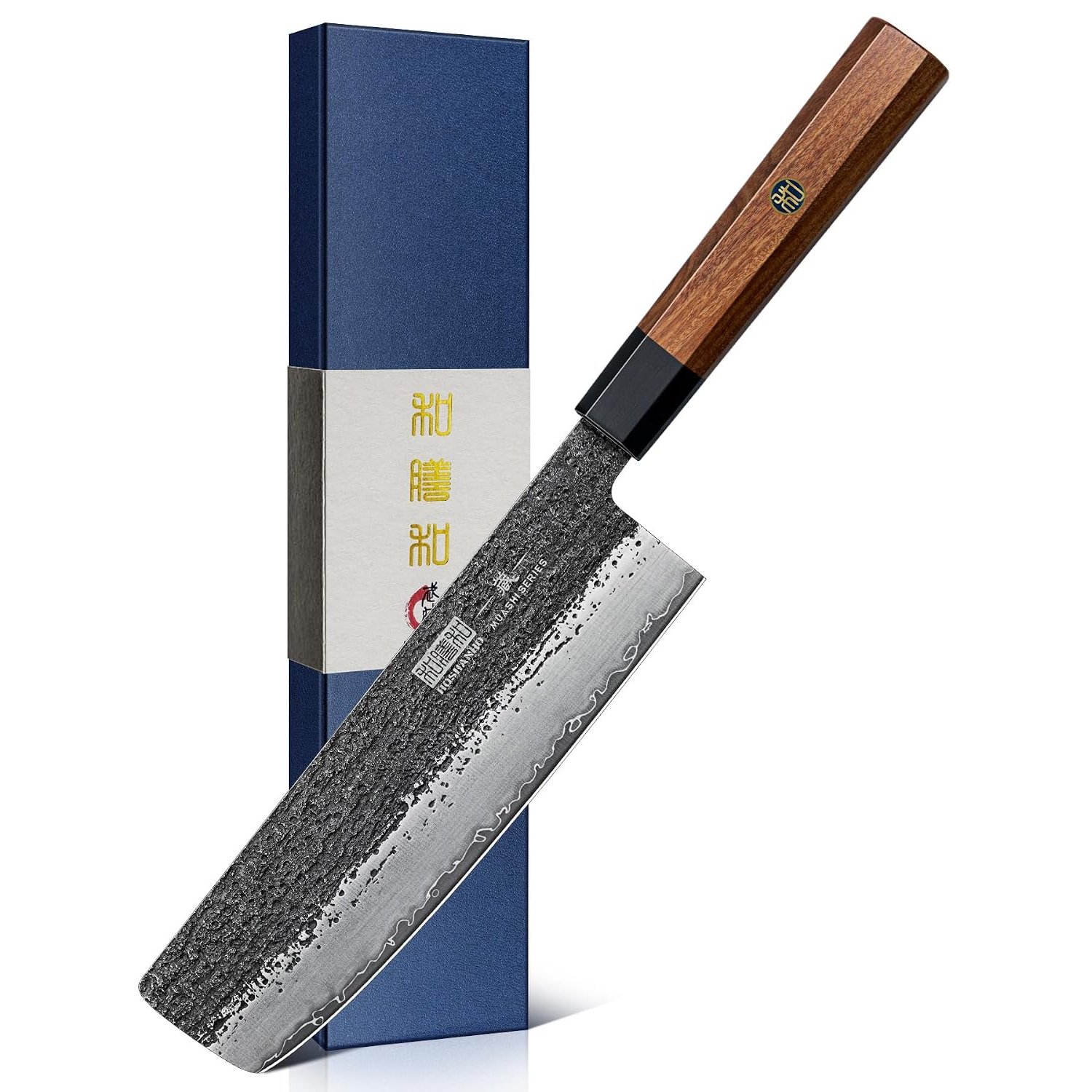 HOSHANHO 7 Inch Nakiri Knife, Japanese High Carbon Steel Vegetable Cleaver Knife, Professional Meat Vegetable Chef Knife with Ergonomic Rosewood Handle