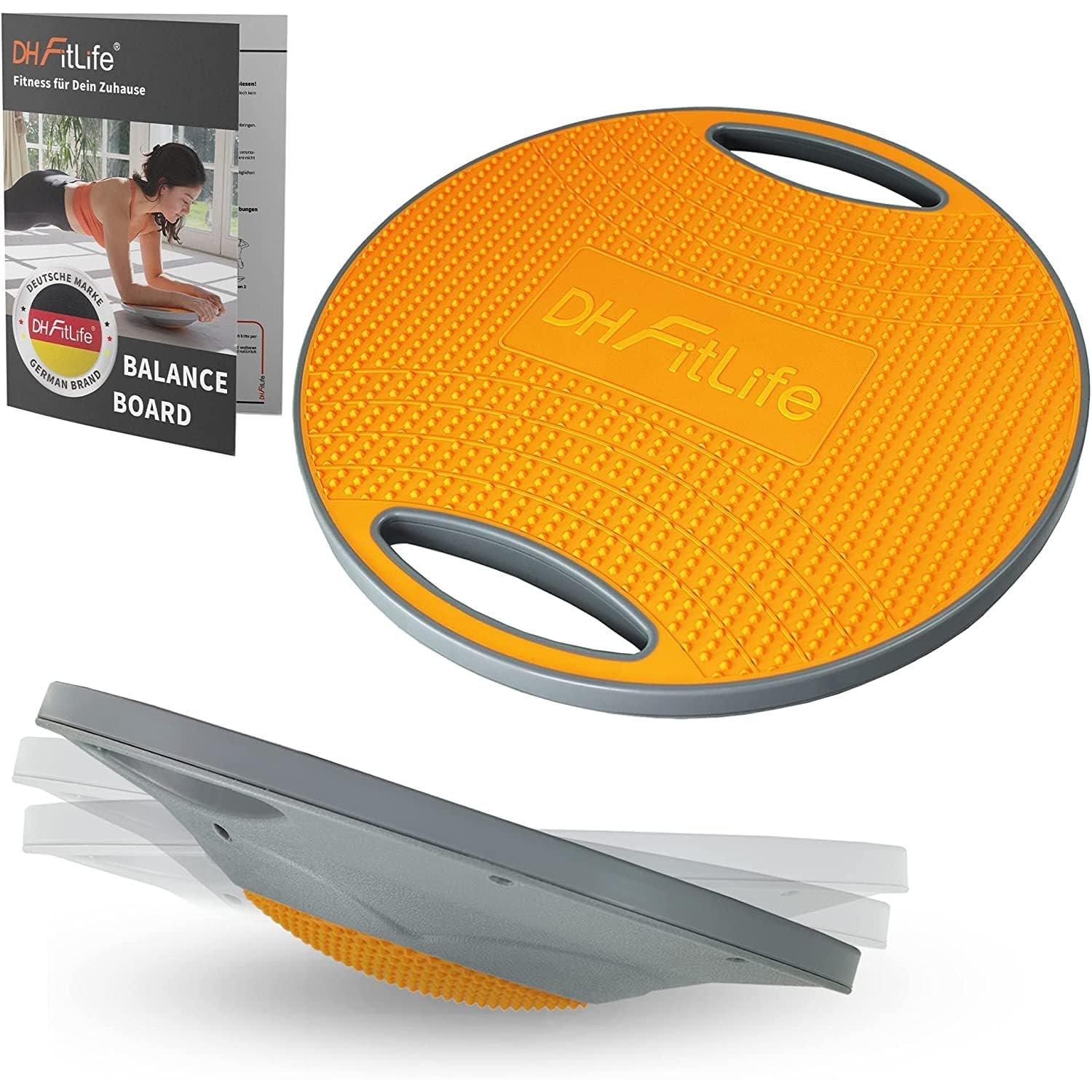 DH FitLife Balance Board, Wobble Board with Handles, Extra Large Ø 42cm, Max. 200 KG, Balance Trainer for Core, Balance & Strength Training, Fitness Balance Board for Adults
