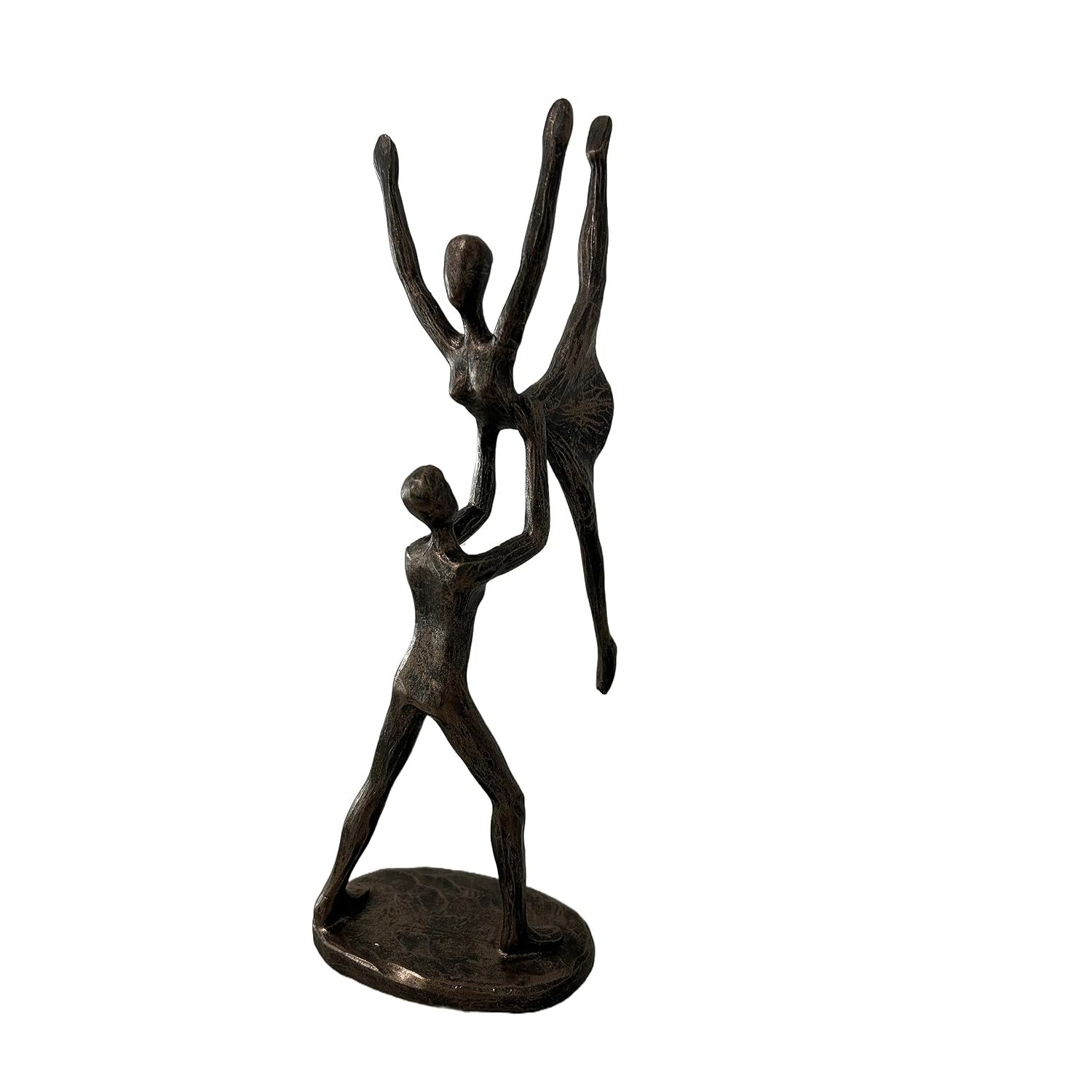 Dance lift Sculpture male dancer hoists his female partner Poly-resin Sculpture Wife Husband Romantic Figurines Valentines Birthday, Black Ornaments for Living Room Shelf Home Decorations (Bronze)