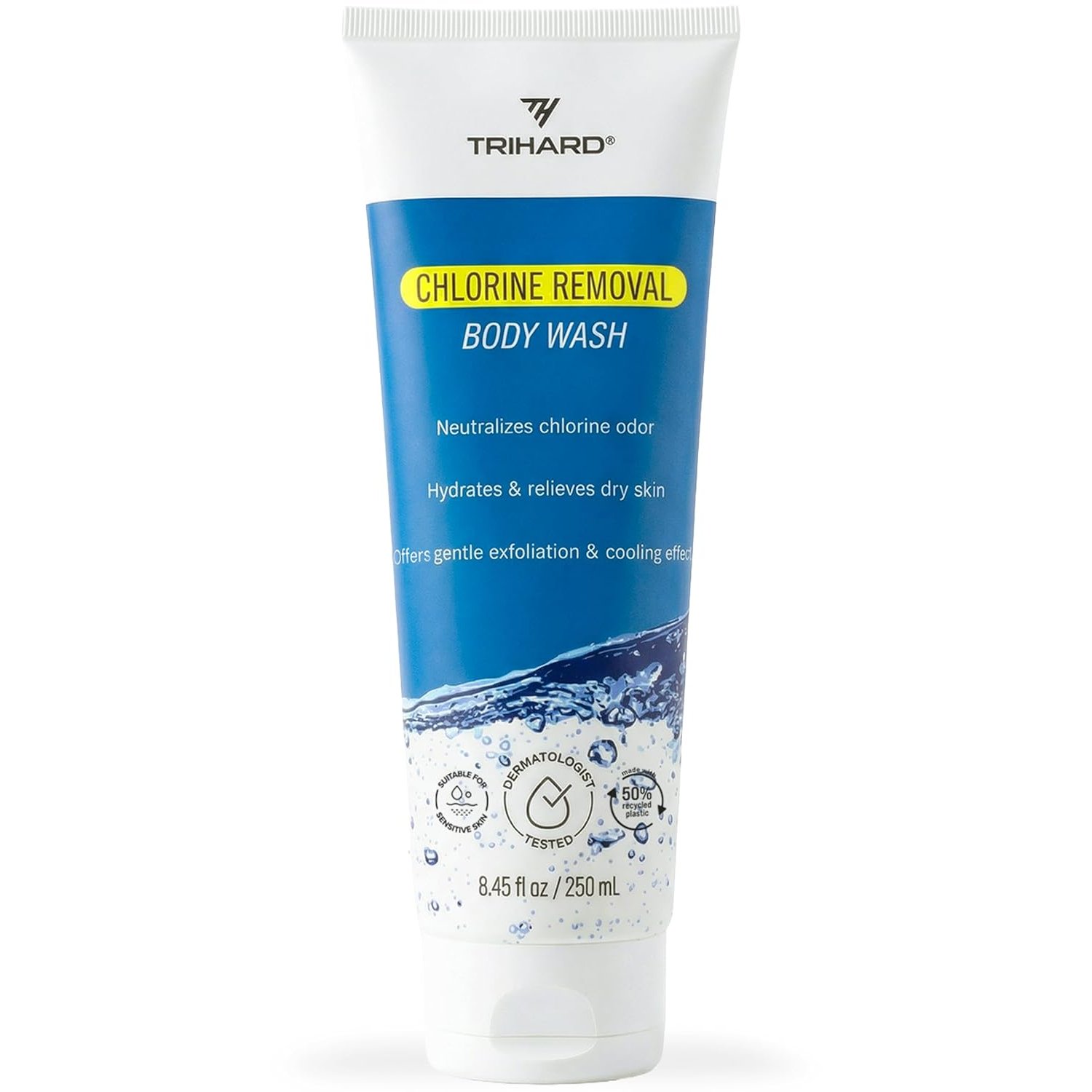 TRIHARD Chlorine Removal Body Wash, Protects and Hydrates Sensitive Skin from Pool and Ocean, Pool Essentials for Post Swim Chlorine Skin Protection