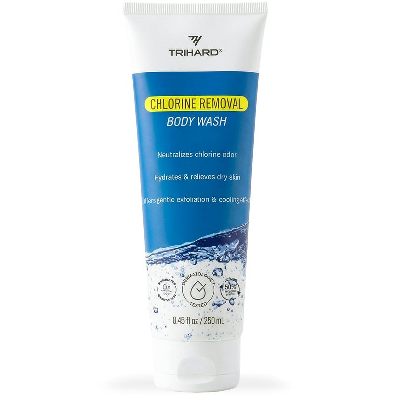 TRIHARD Chlorine Removal Body Wash, Protects and Hydrates Sensitive Skin from Pool and Ocean, Pool Essentials for Post Swim Chlorine Skin Protection