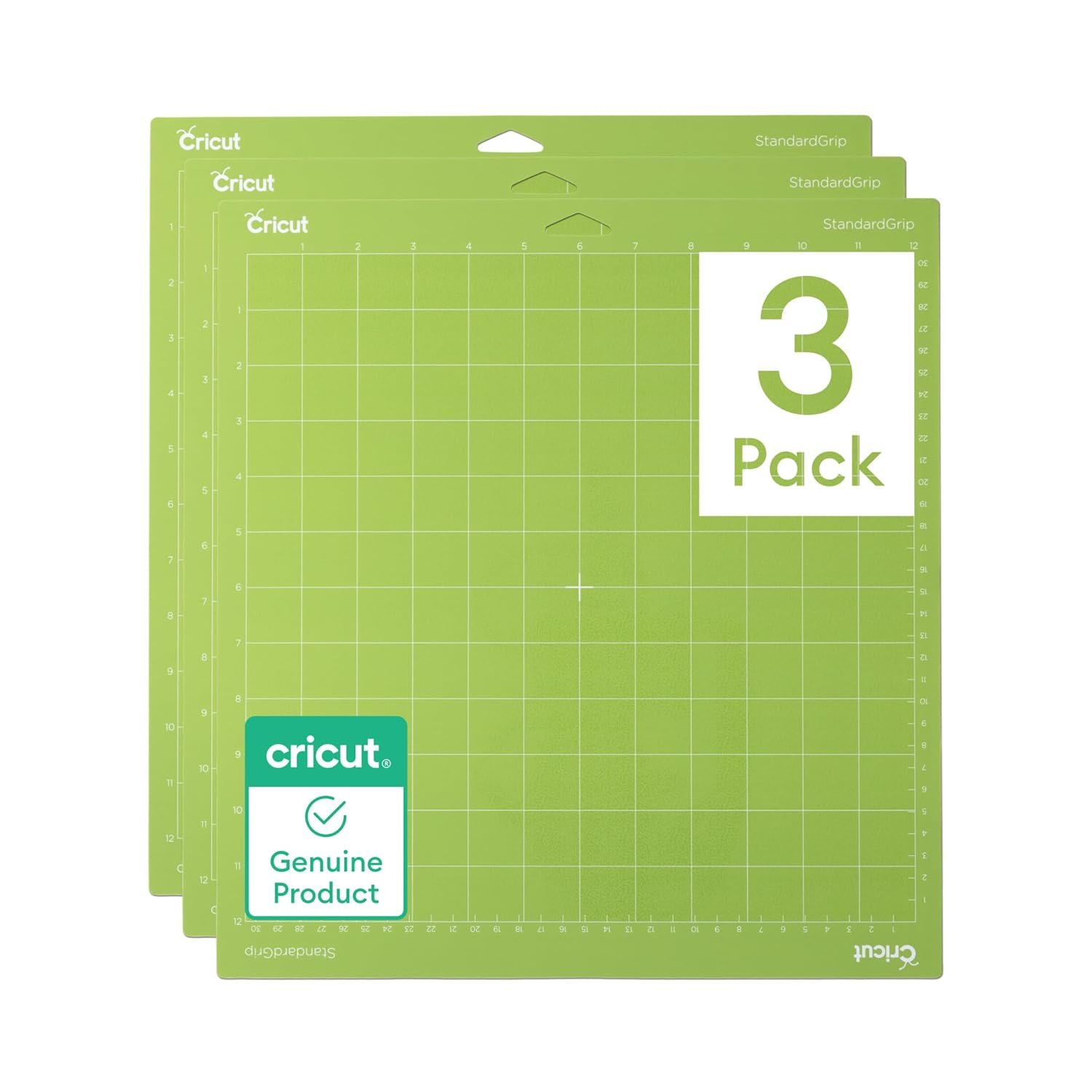 Cricut StandardGrip Adhesive Cutting Mat 12"x24" for Explore Air 2/Maker - 3 Pack, Green