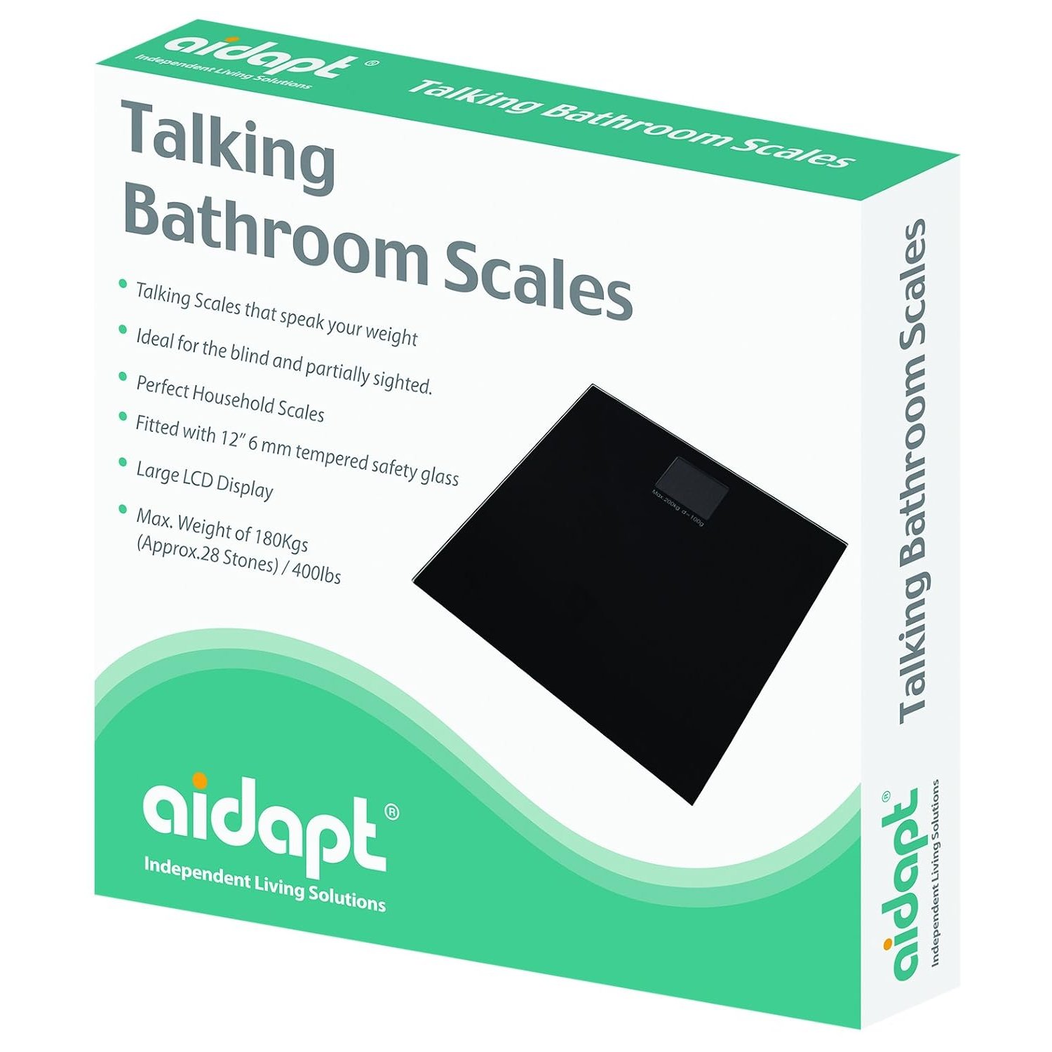Aidapt Talking Bathroom Scale Ideal for Partially Sighted/Blind, Clearly announces weight (Black)