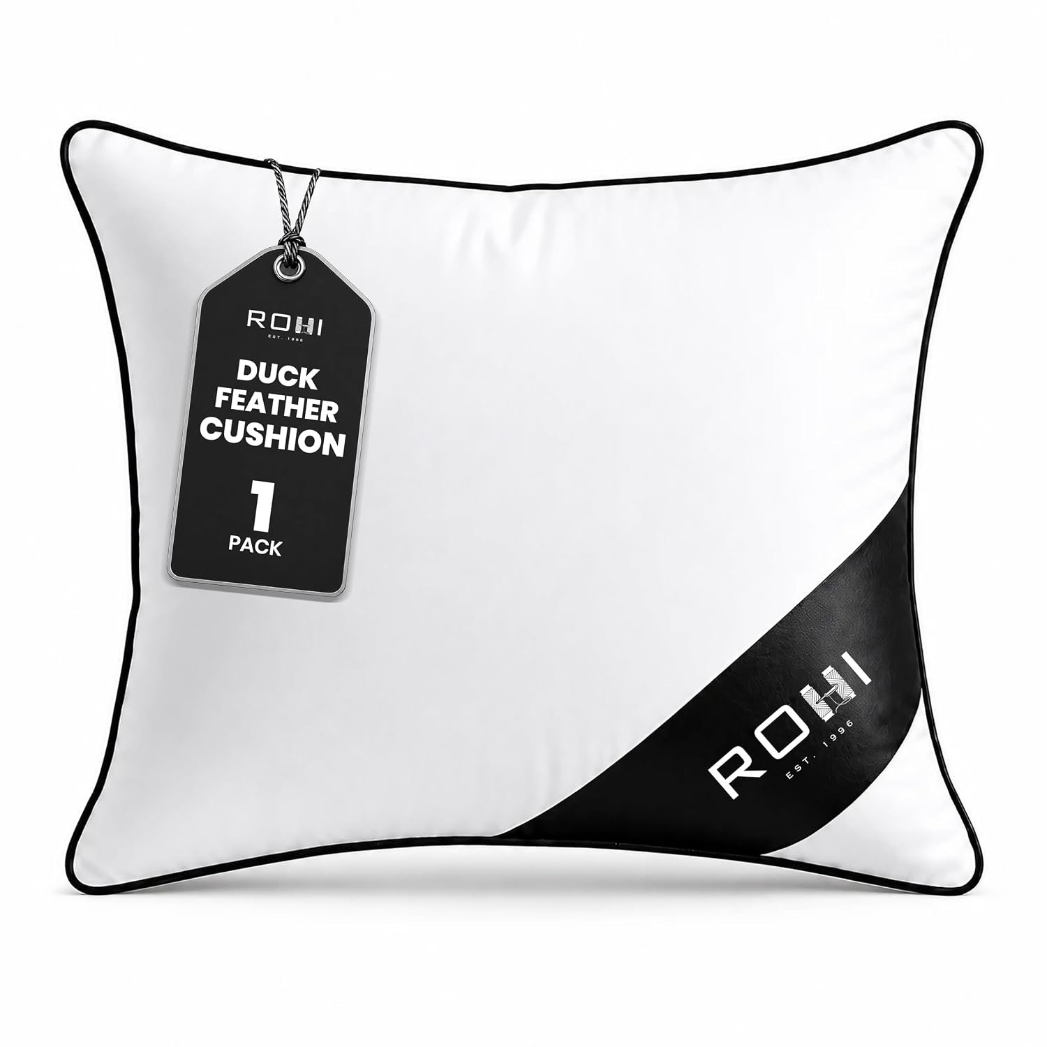 Rohi New Duck Feather Cushion Inserts 60cm x 60cm (24” x 24”) -Set of 2 Non-Allergenic Feather Cushion Pads - Double Stitched Seams - Sofa Cushion - Feather Filling (pack of 2,24" x 24" | 60cm x 60cm)