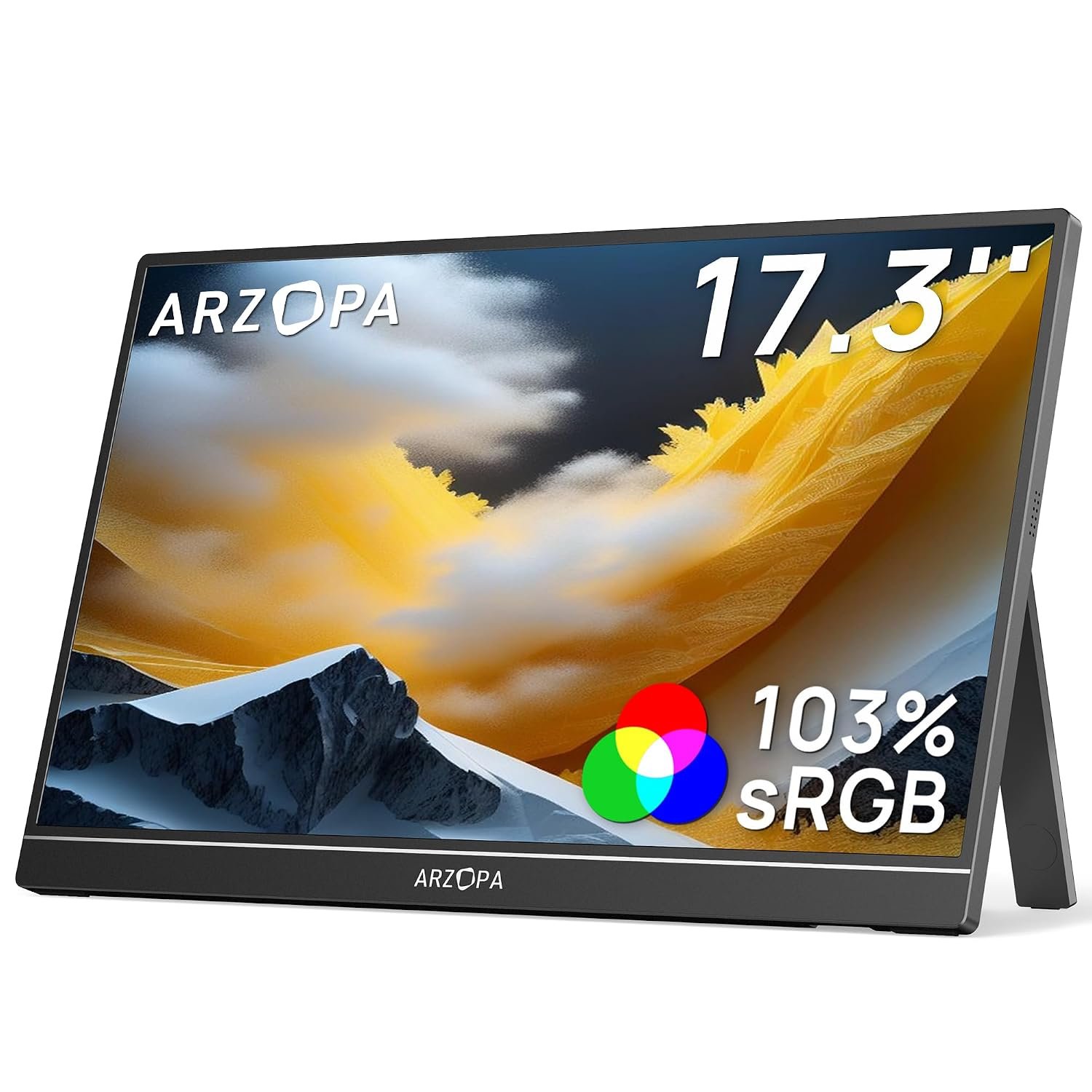 ARZOPA 17.3 Inch Big Portable Monitor, 1920×1080 FHD HDR IPS Kickstand Monitor for Laptop, HDMI USB C External Second Screen for PC/Mac/PS3/4/5/Xbox (A1M