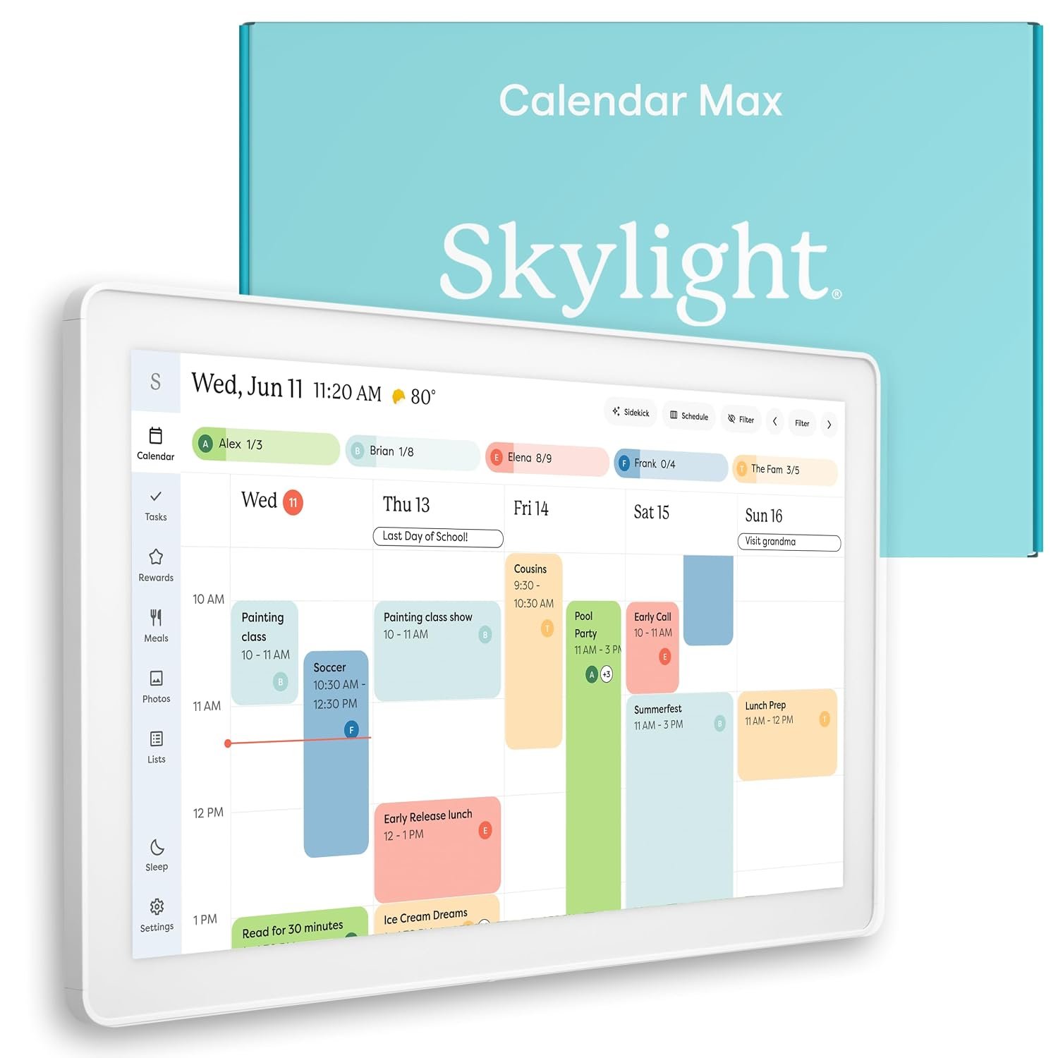 Skylight Calendar Max: 27-Inch Smart Digital Calendar & Chore Chart, Family Organizer with Interactive Touchscreen Display – Wall Mountable in Portrait or Landscape (International Edition)